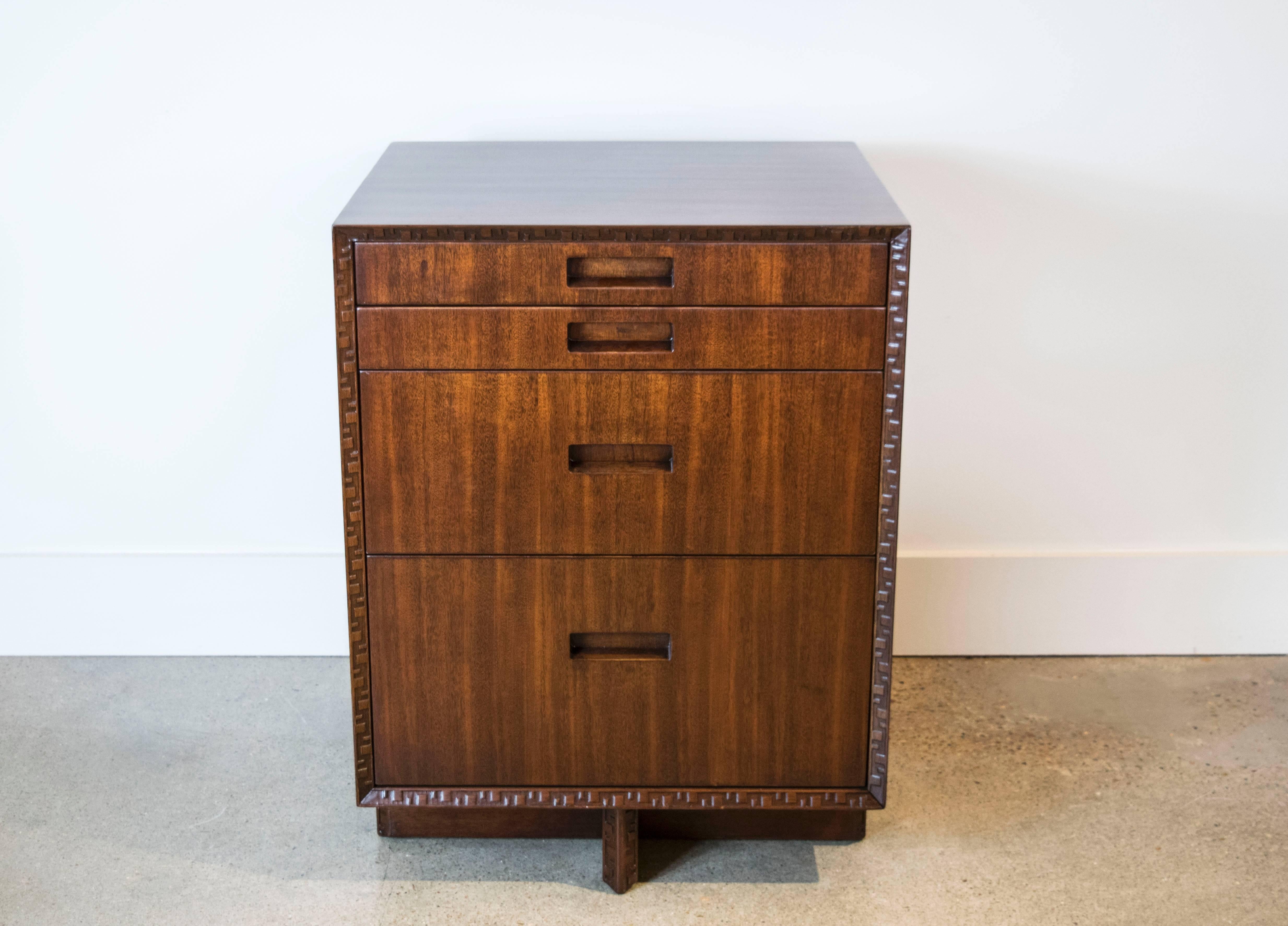 In 1955 Frank Lloyd Wright teamed with the Heritage-Henredon furniture partnership to create a furniture collection originally intended for the American mass market post World War II. This group was the 