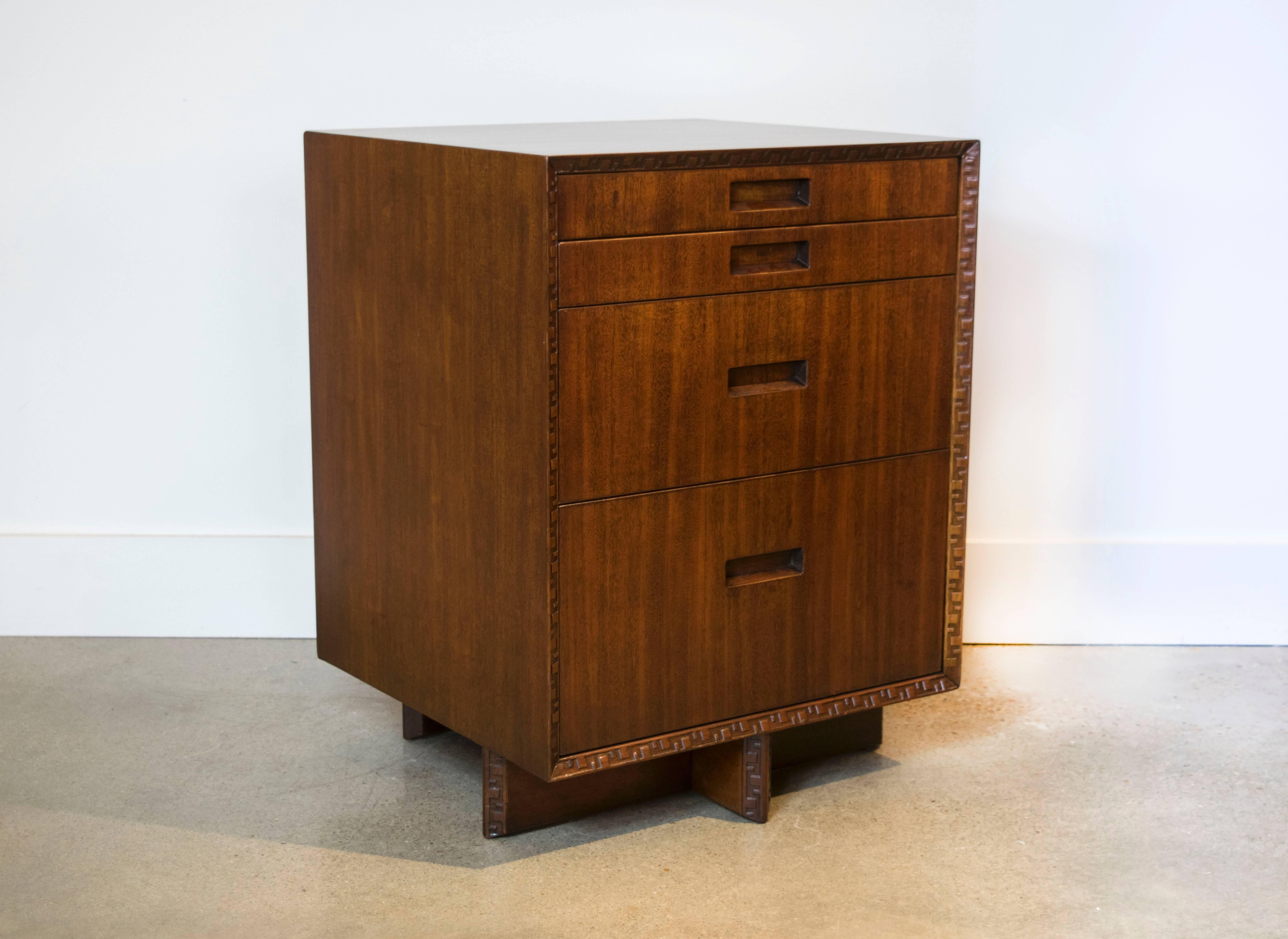 Mid-Century Modern Four-Drawer Nightstand or Small Chest by Frank Lloyd Wright