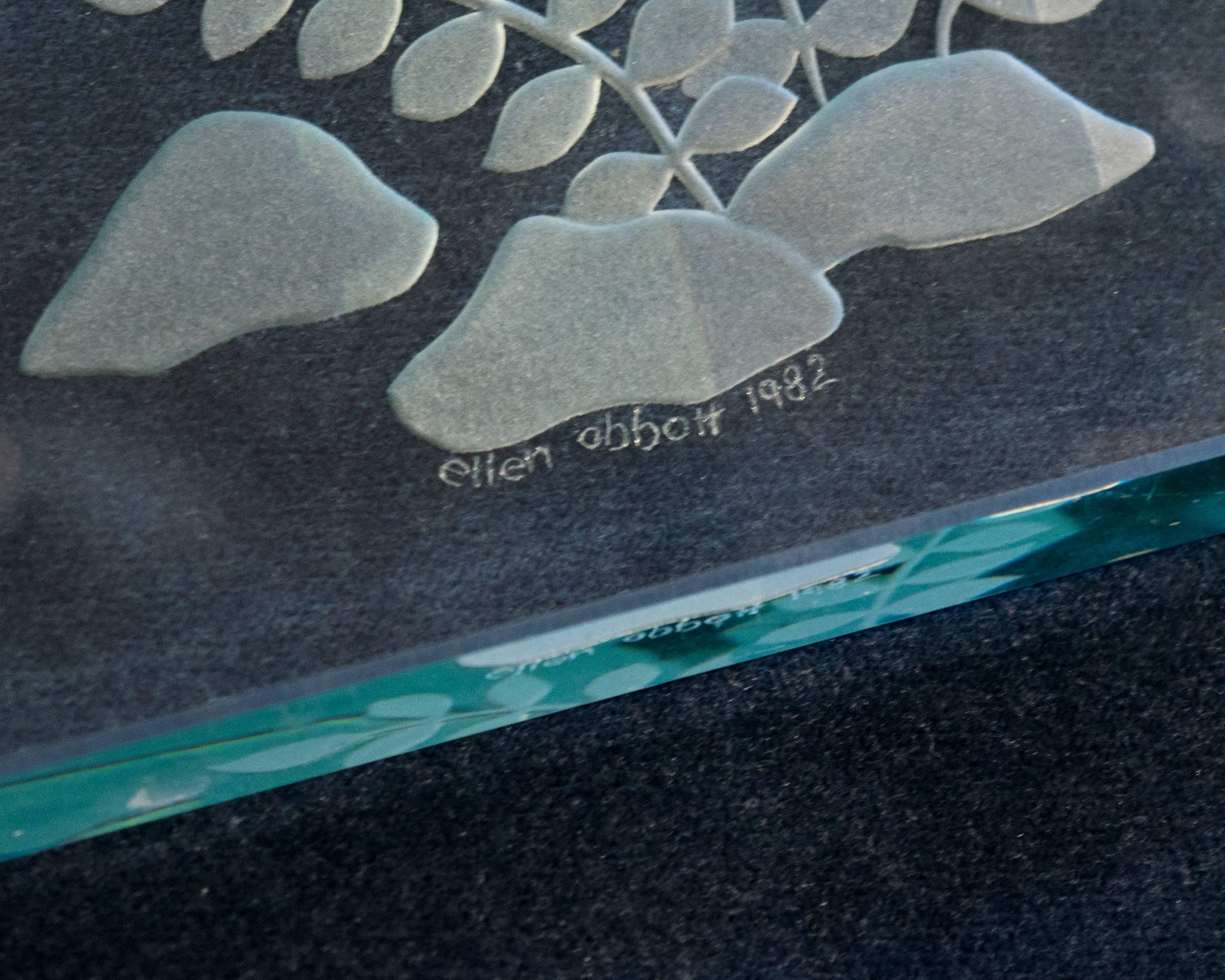 Hand Etched Glass Square Coffee Table  For Sale 1