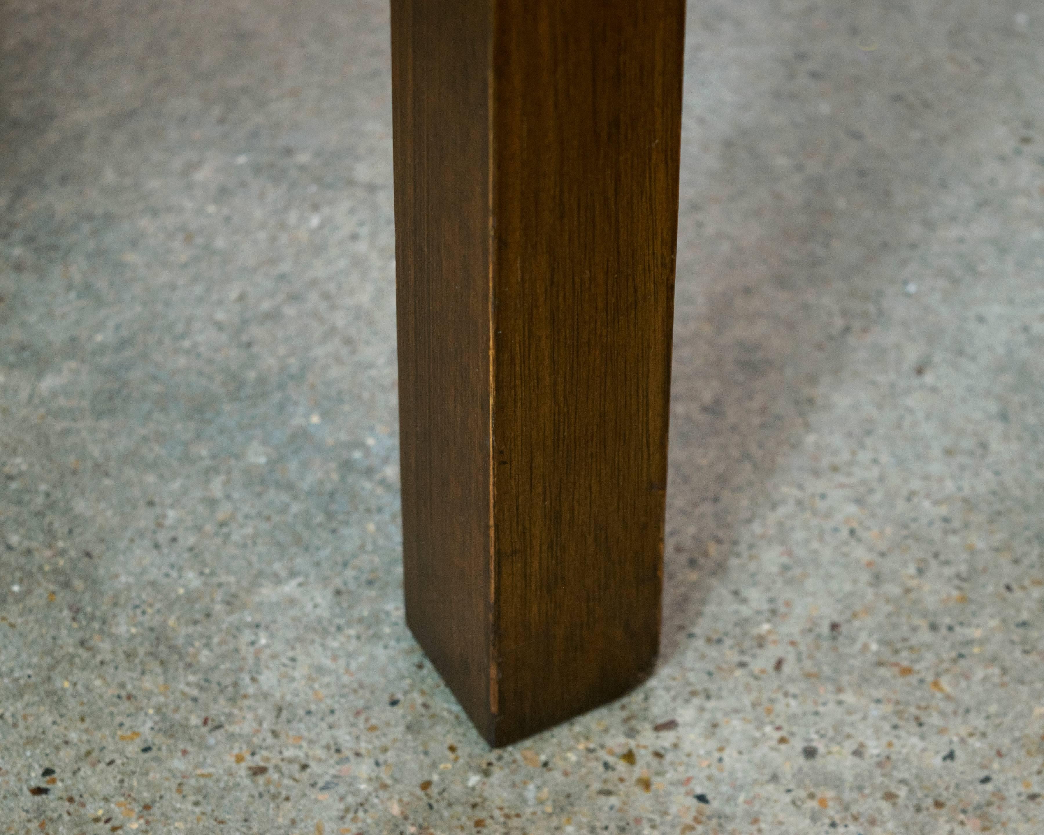 American Pair of Lane Walnut Parson Tables with Four Square Inlay Top For Sale
