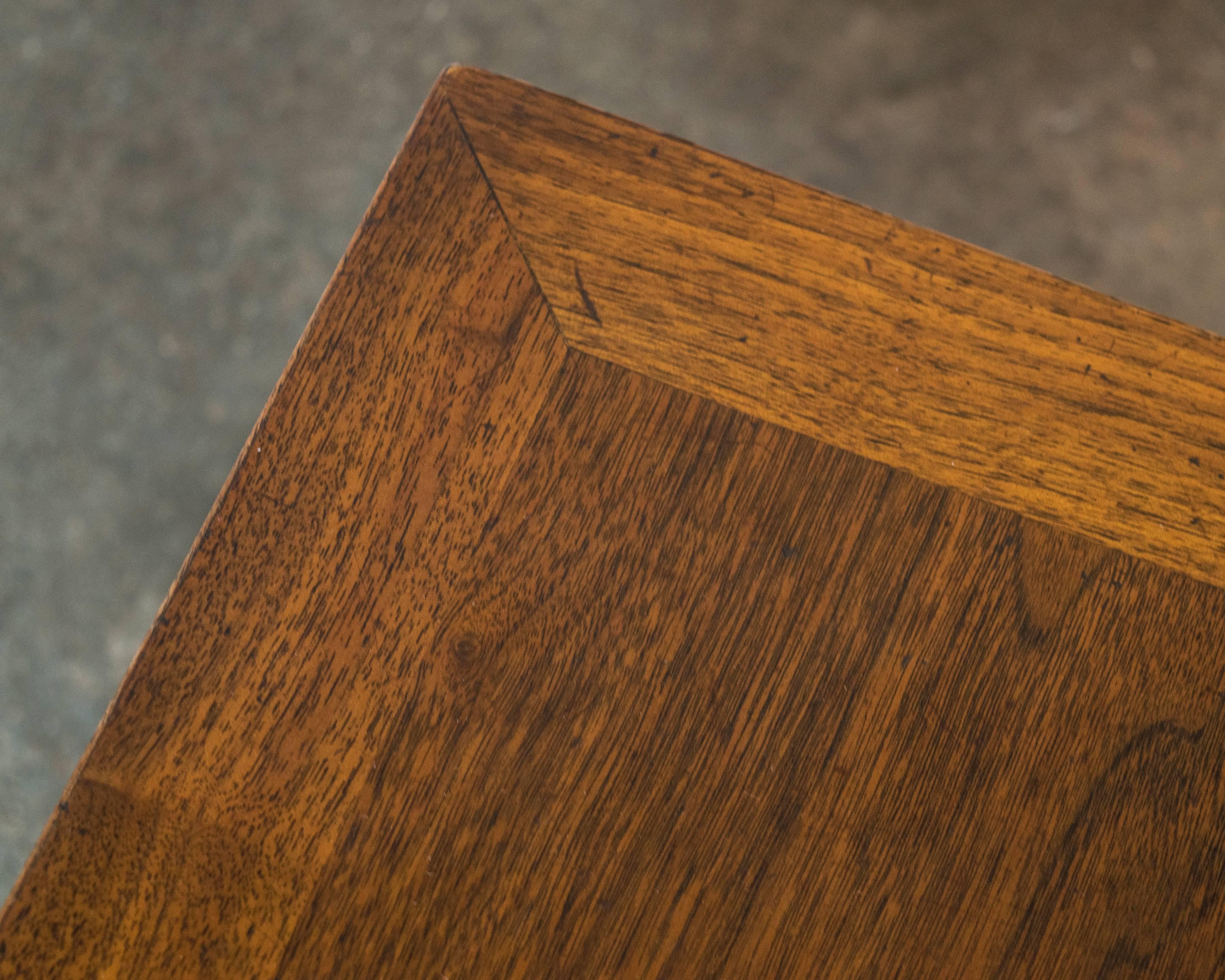 Pair of Lane Walnut Parson Tables with Four Square Inlay Top In Excellent Condition For Sale In Houston, TX