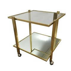 Italian Mid-Century Brass and Glass Square Table