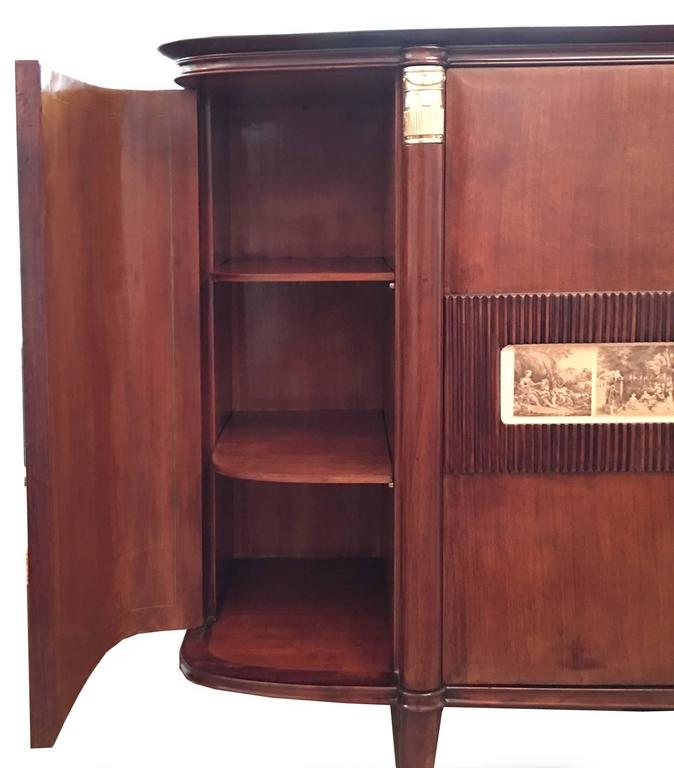 Spectacular Italian Mahogany and Gilt Bronze Bar by Paolo Buffa