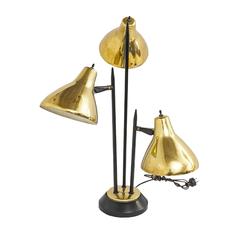 1950s Gerald Thurston Adjustable Brass and Black Table Lamp for Lightolier