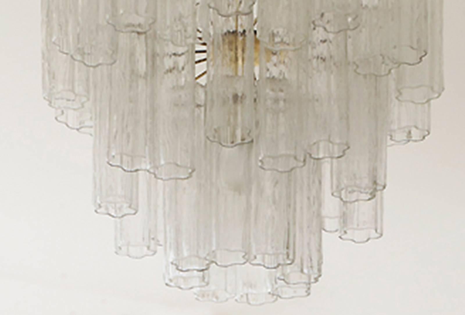 Mid-Century Modern Tronchi Glass Chandelier Designed by Venini for Murano