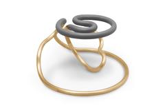 Tabouret/chaise d'appoint R2 tapissée de cuir et d'acier inoxydable Railing