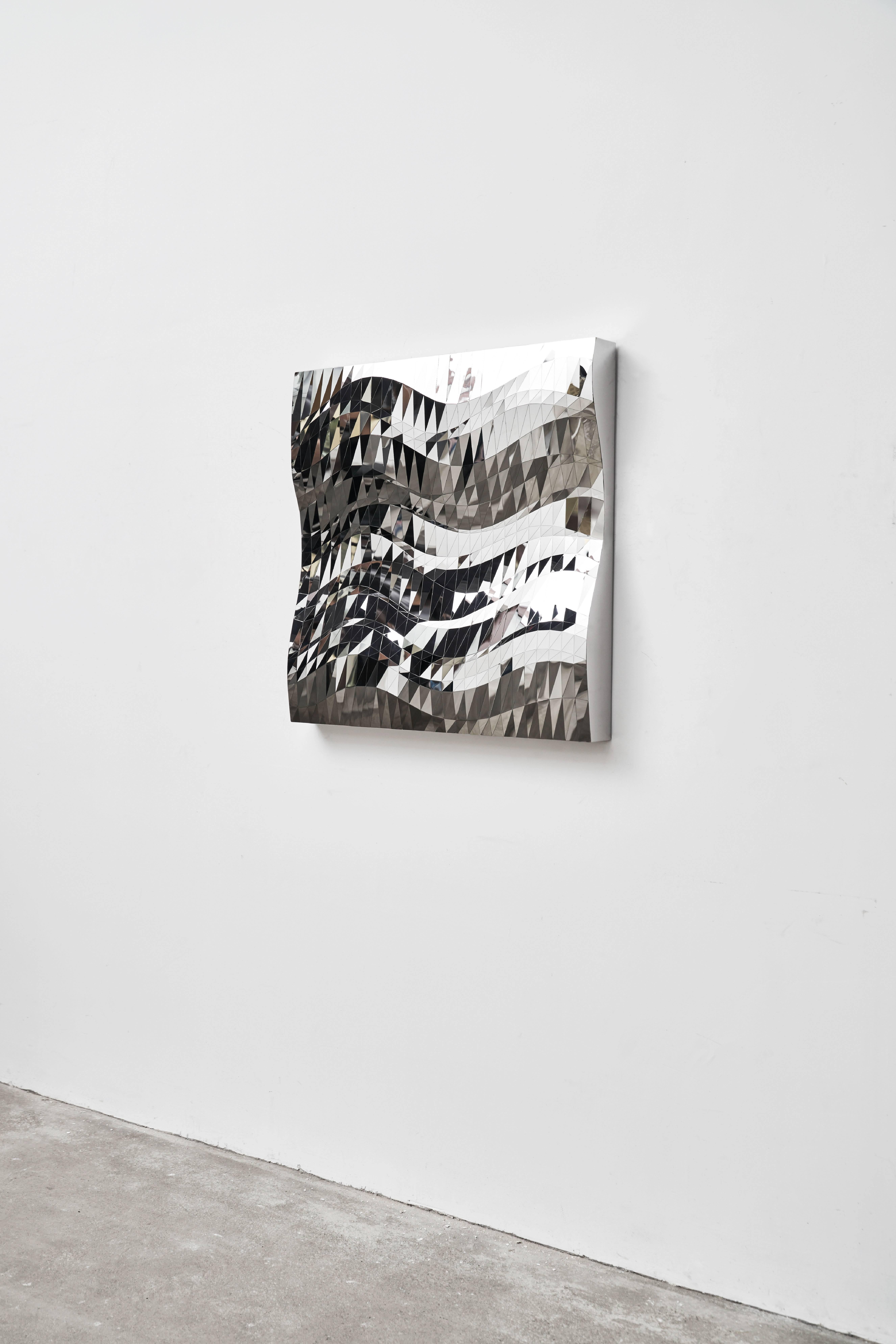 Mashing Mesh Object #MS-2 Edelstahl-Wandspiegel-Dekor-Skulptur (Poliert) im Angebot