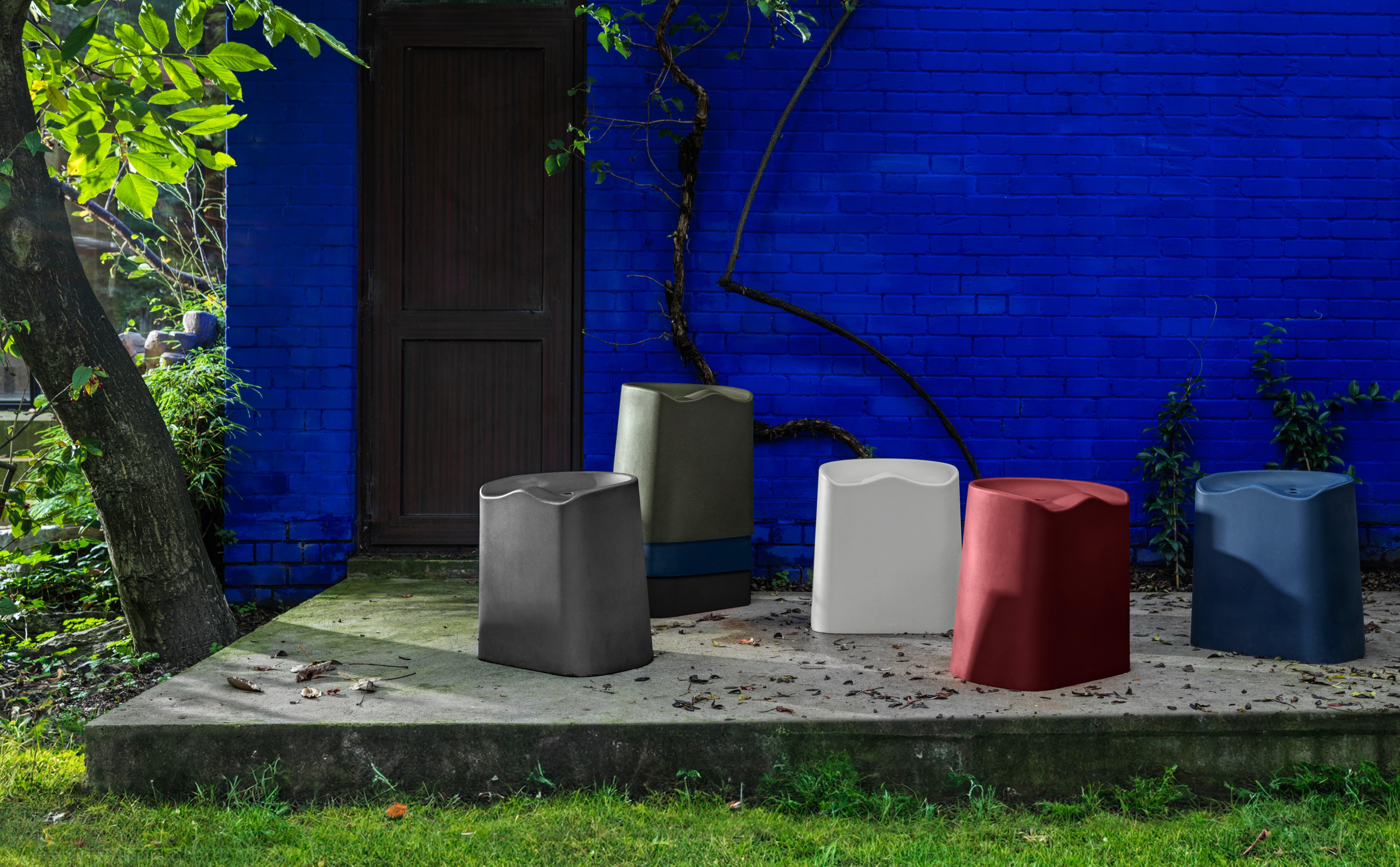 Butt Stools, Sh490, Set Of Two, Navy Blue, By Established & Sons In New Condition For Sale In Beverly Hills, CA