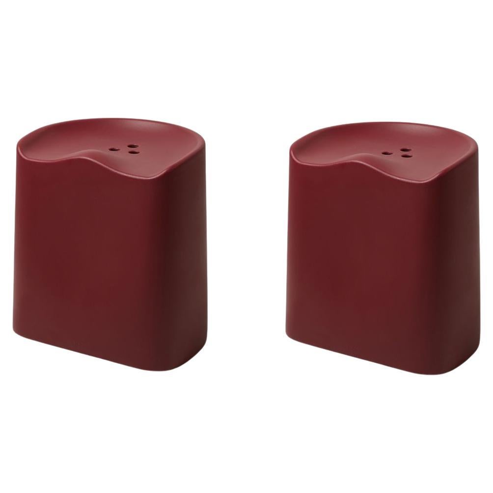 Butt Stools, Sh490, Set Of Two, Burgundy, By Established & Sons
