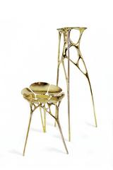 Polished Brass Lotus Pedestal/Planter Stand/Accent Table by Zhipeng Tan