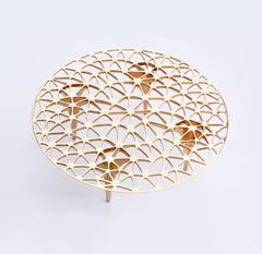 Runder Couchtisch/Cocktailtisch von Sedona aus polierter Bronze mit Glasplatte