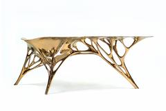 Polished Brass Lotus Console Table/Telephone Table/Entryway Table in Gold Color