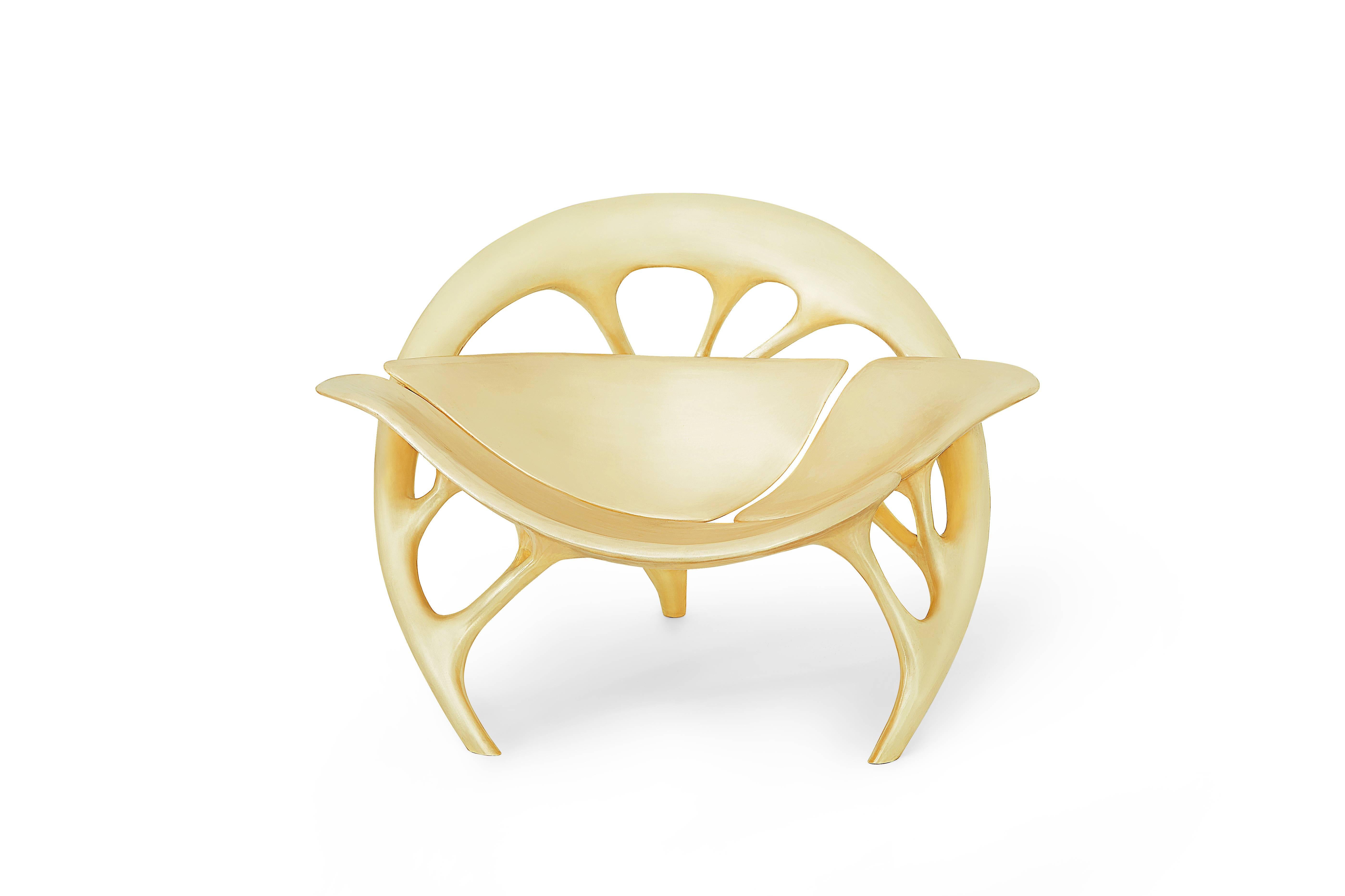 Lotus Lounge Chair 'Brass' by Zhipeng Tan In New Condition For Sale In Beverly Hills, CA
