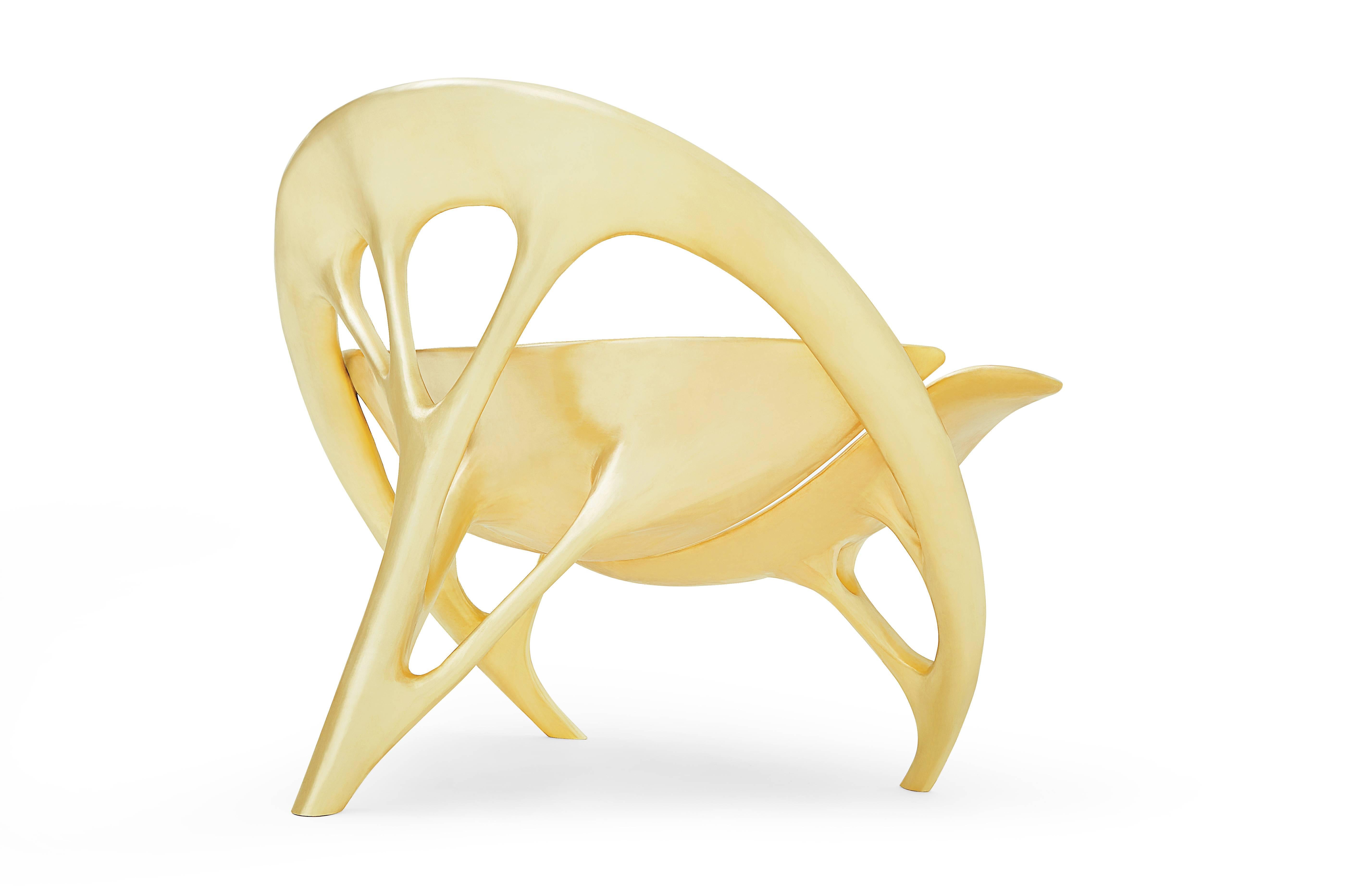 Contemporary Lotus Lounge Chair 'Brass' by Zhipeng Tan For Sale