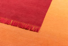 Eclipse Square, Rug and Wall Tapestry Nepal Highland Wool and Cotton Red