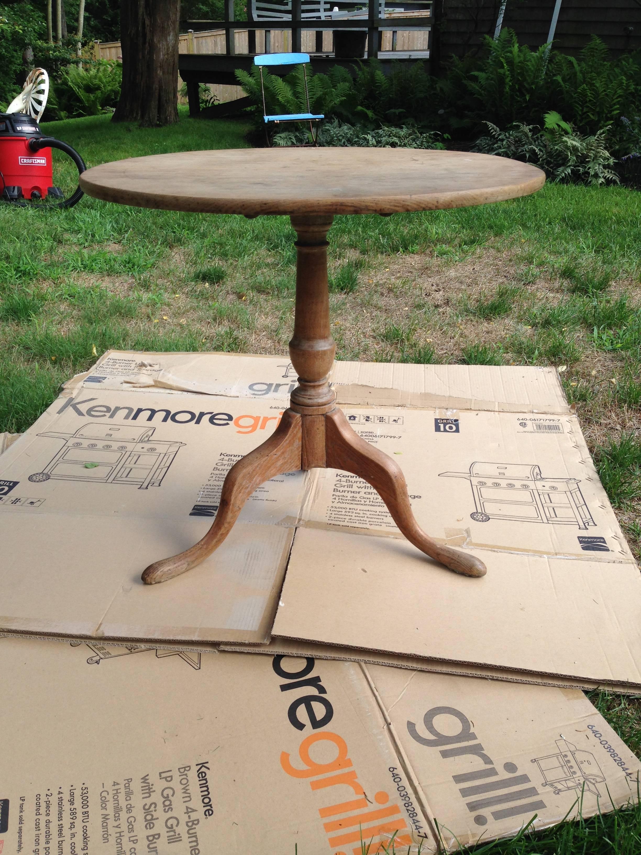 French Provincial 19th Century French Cerused Oak Tilt-Top Wine Table
