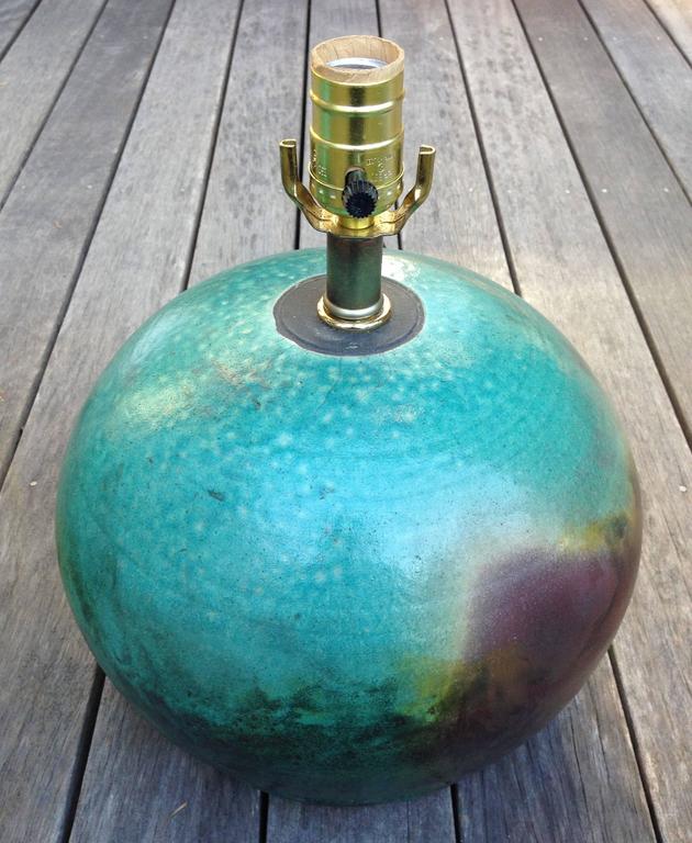 Pair Of Raku Pottery Lamps For At 1stdibs Mid Century Modern Pair Of Raku Pottery Lamps For