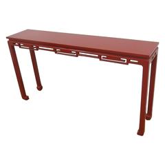 Mid-Century Modern Red Lacquered Asian Style Console 12