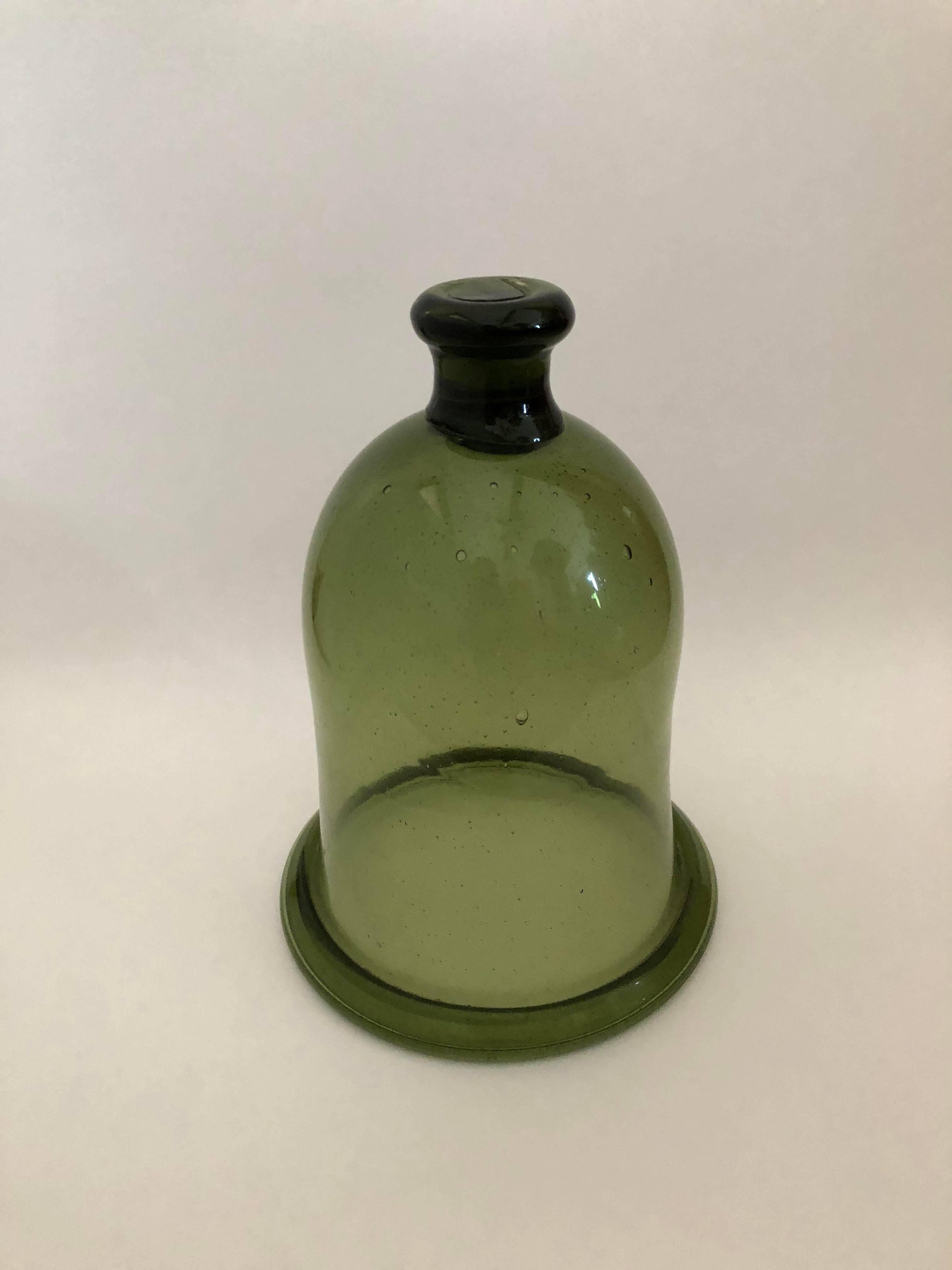Early 20th Century Hand Blown Green Glass Dome