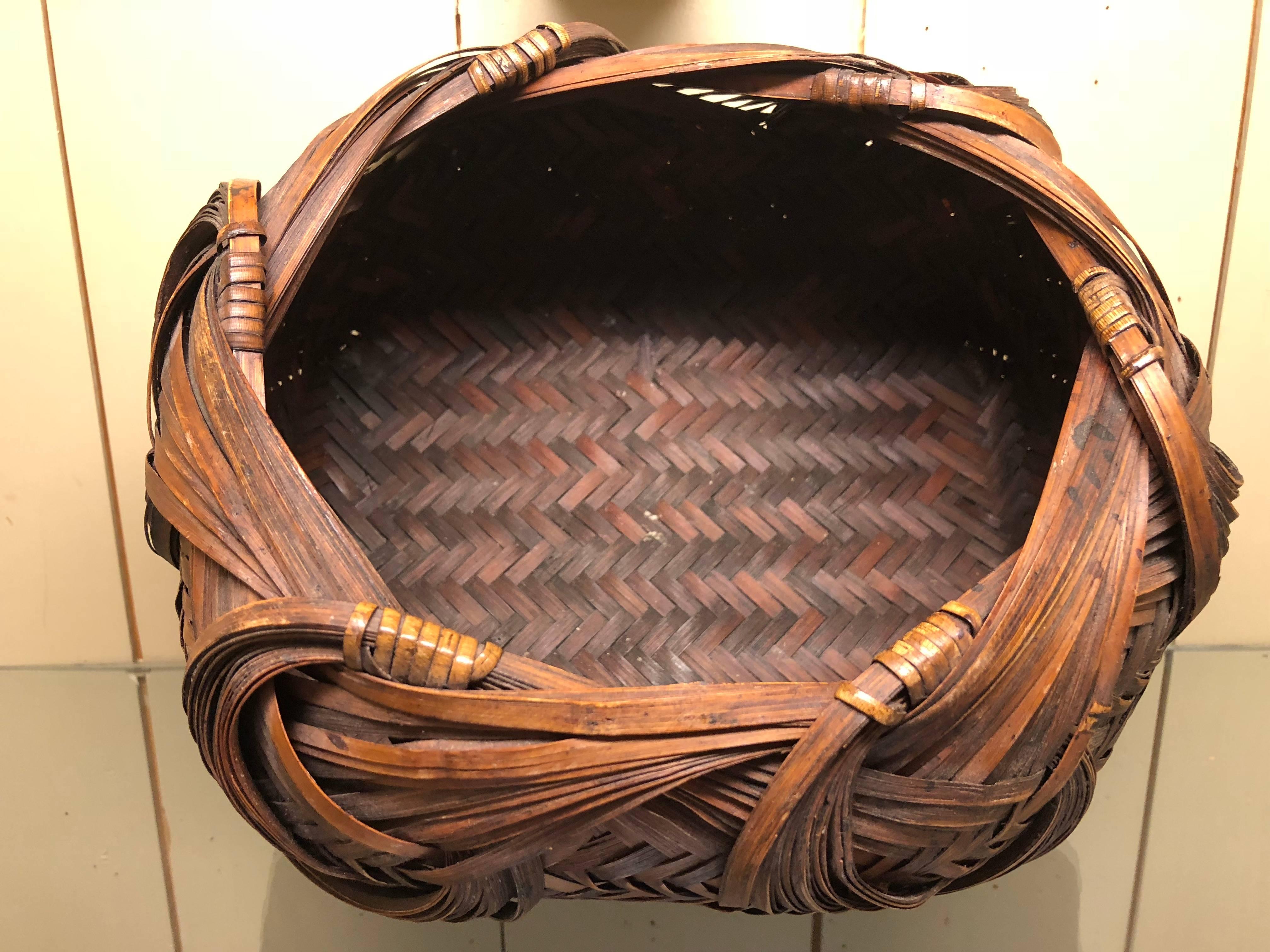 Hand-Woven Japanese Bamboo  Ikebana Basket