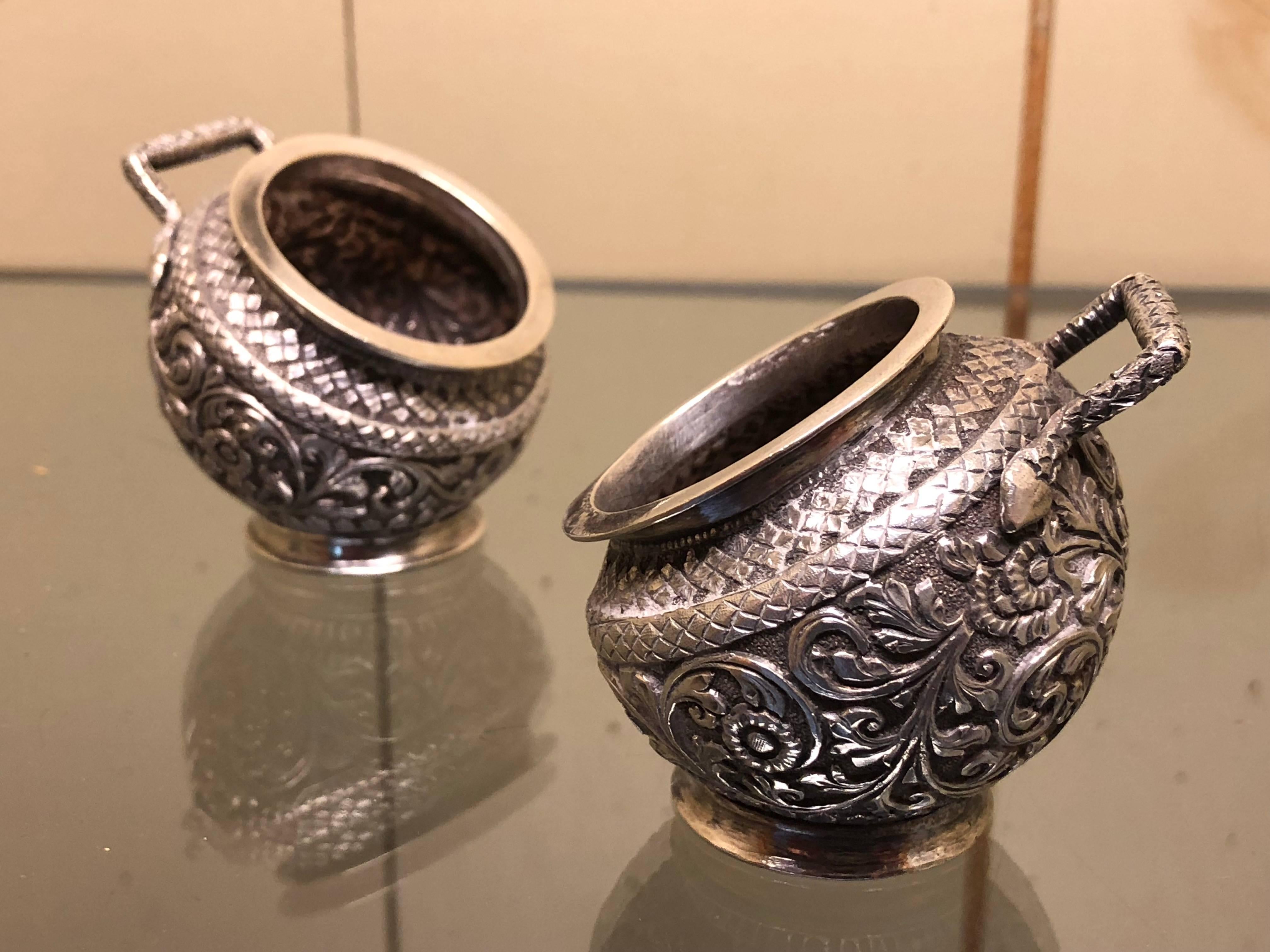 Late 19th Century Indian Silver Kutch Cruet Set For Sale