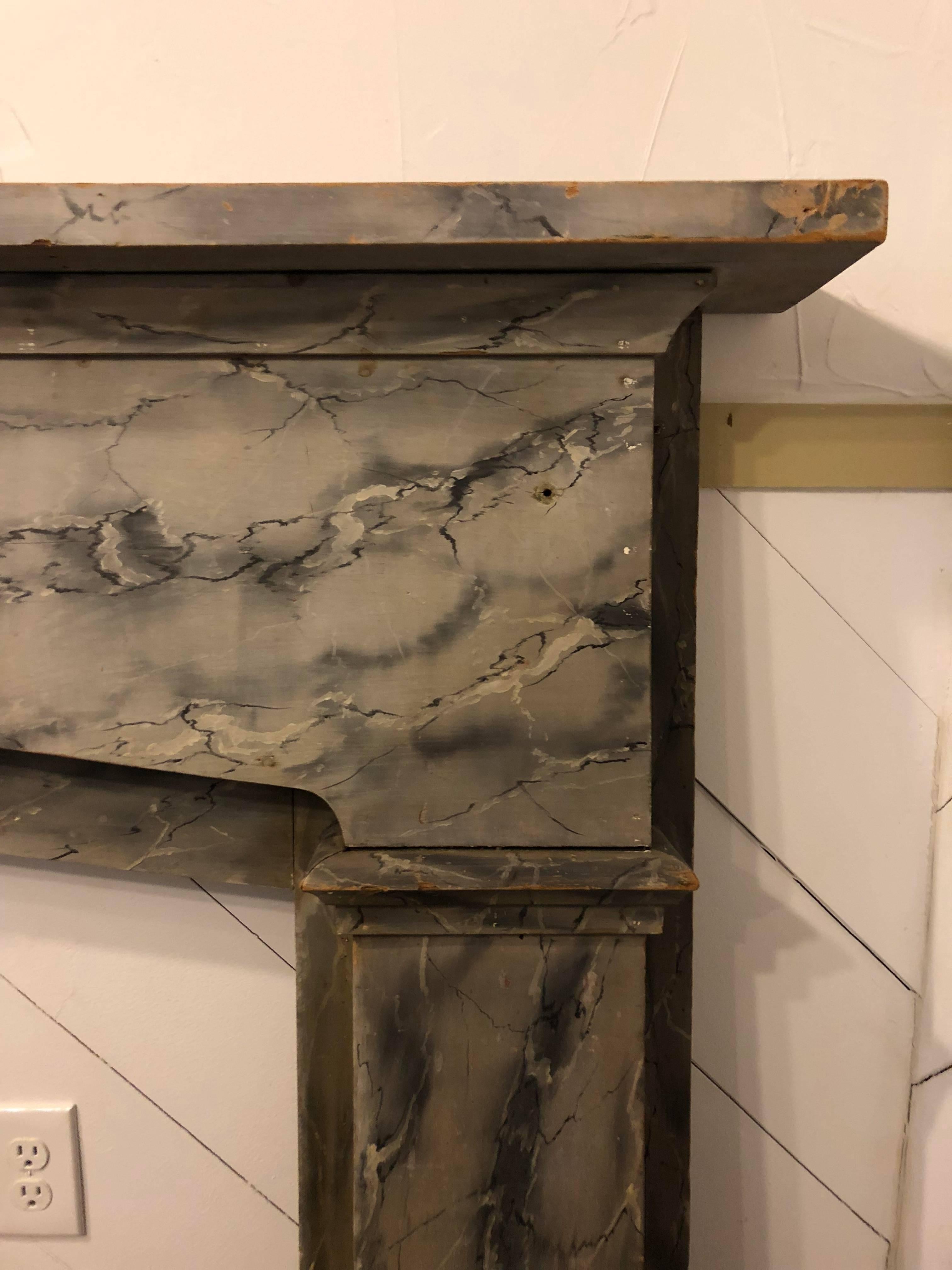 Wood Faux Painted Mantle  For Sale