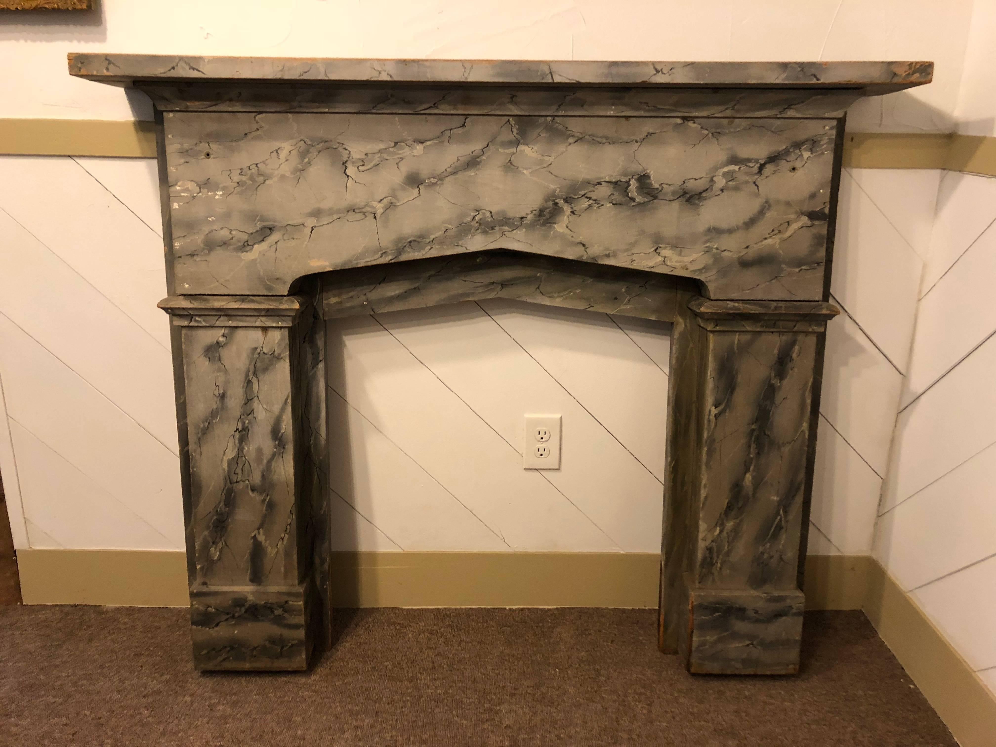 Faux Painted Mantle  In Good Condition For Sale In Southampton, NY