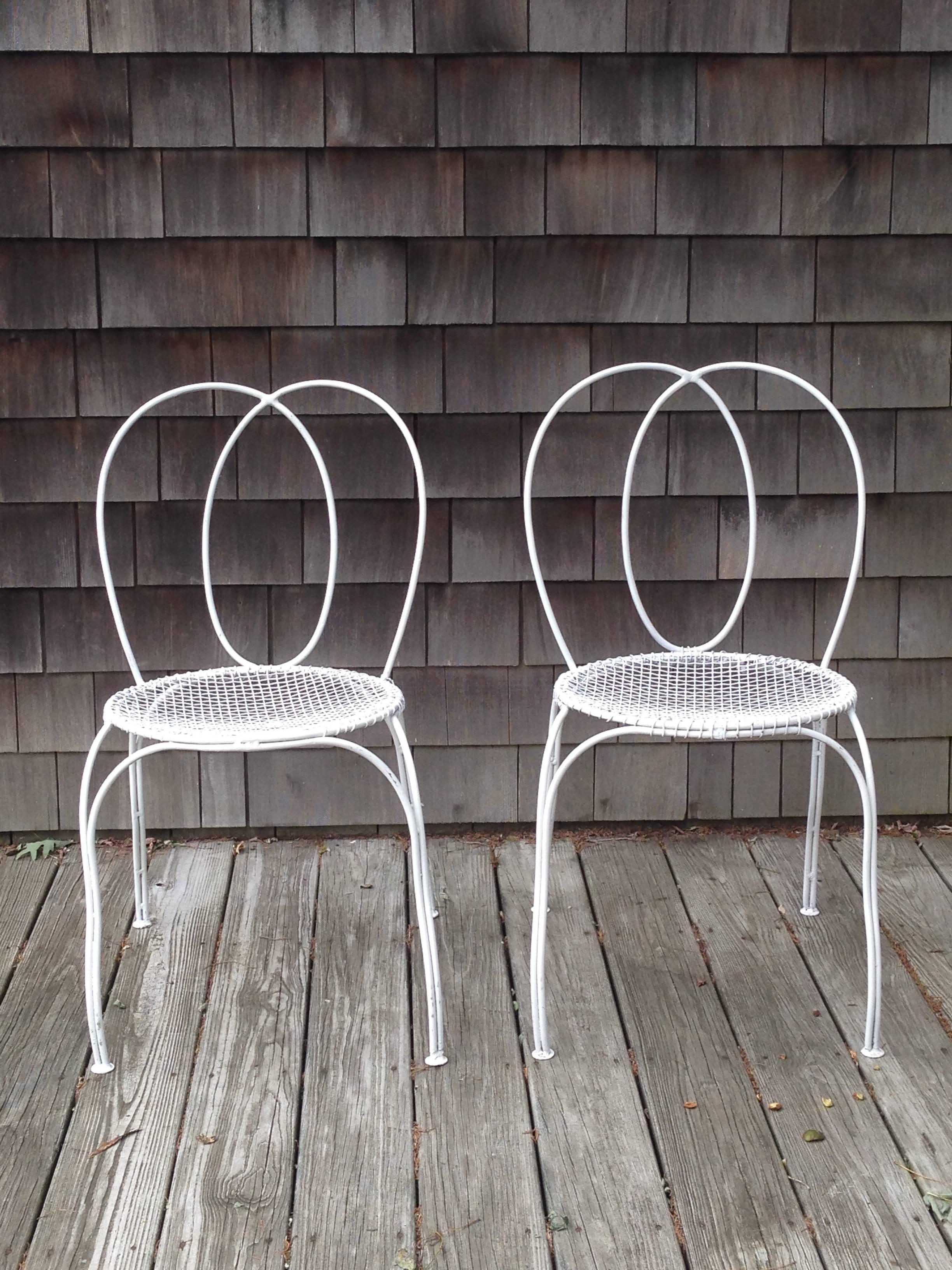 Wrought Iron Set of Four 20th Century French Garden Chairs For Sale