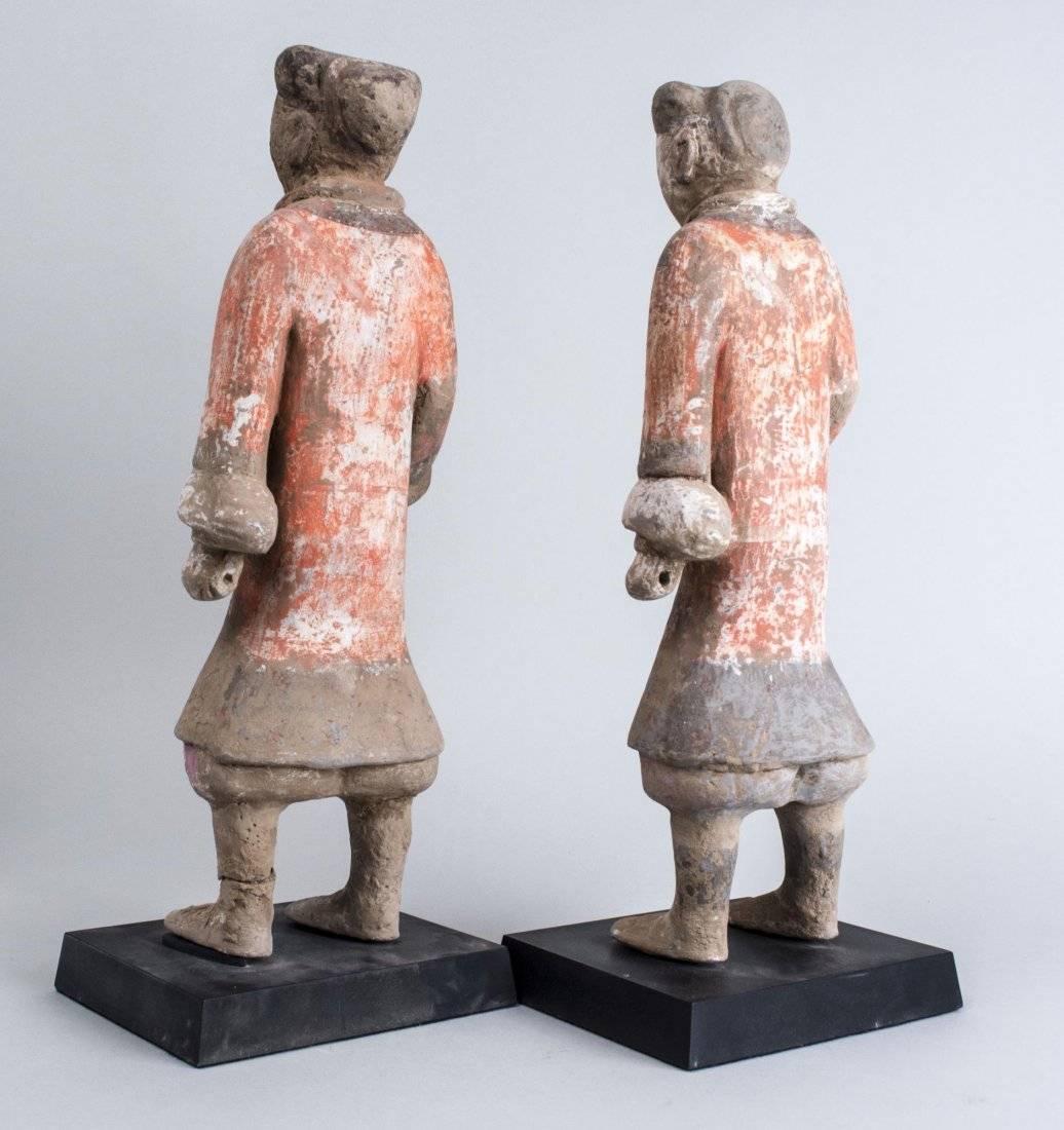 Pair of Chinese Han Dynasty Funerary Figures In Excellent Condition For Sale In Southampton, NY