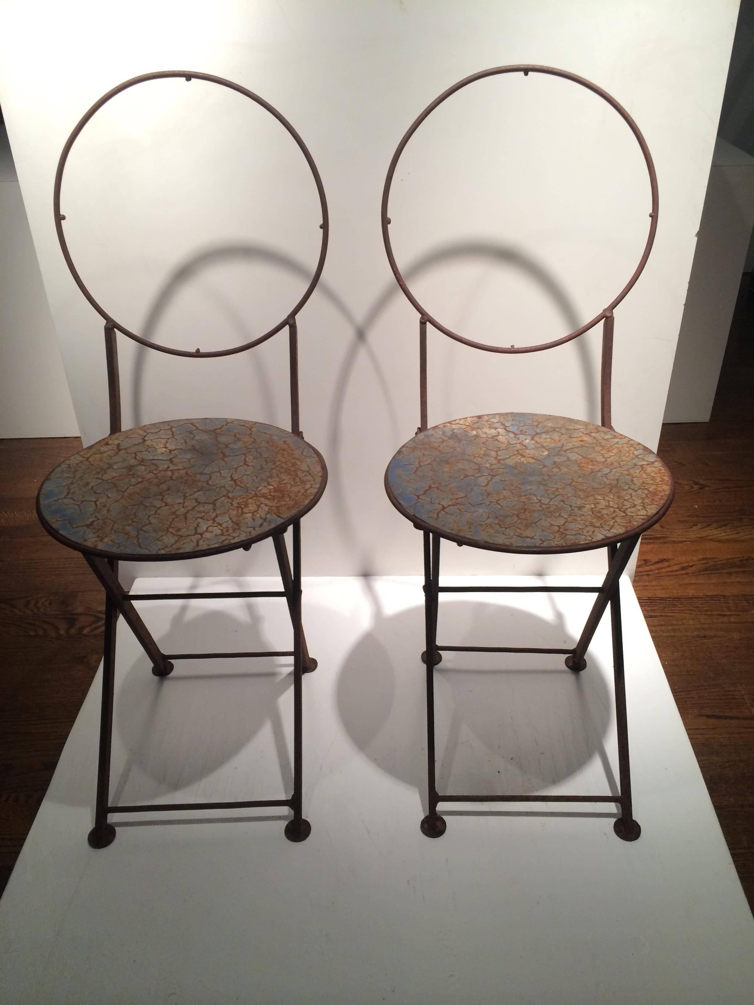 Pair of French Modernist Collapsable Chairs, 1960 In Good Condition In Southampton, NY