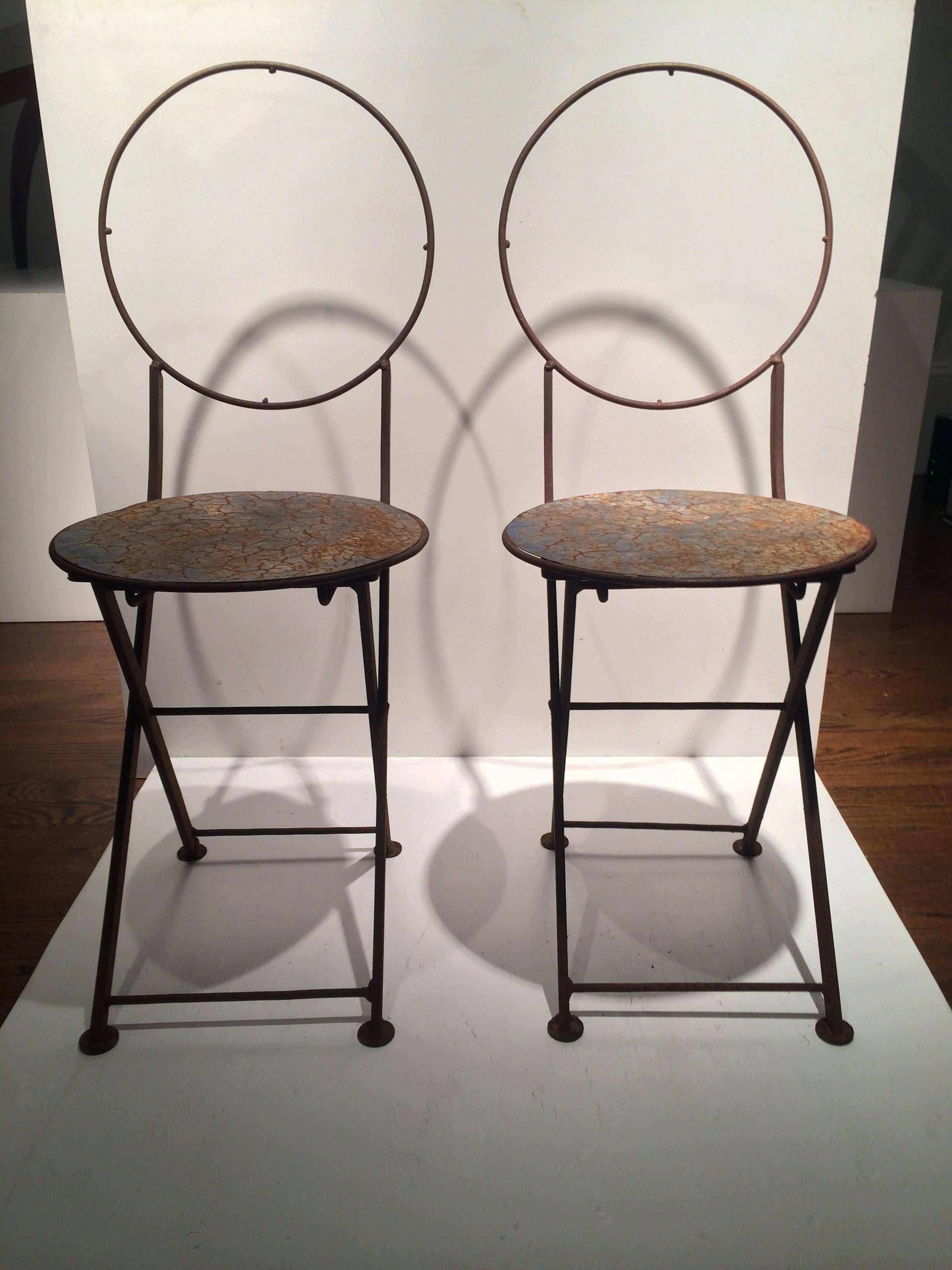 Mid-20th Century Pair of French Modernist Collapsable Chairs, 1960