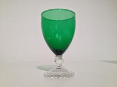 Six 1940s Emerald Green Water Goblets