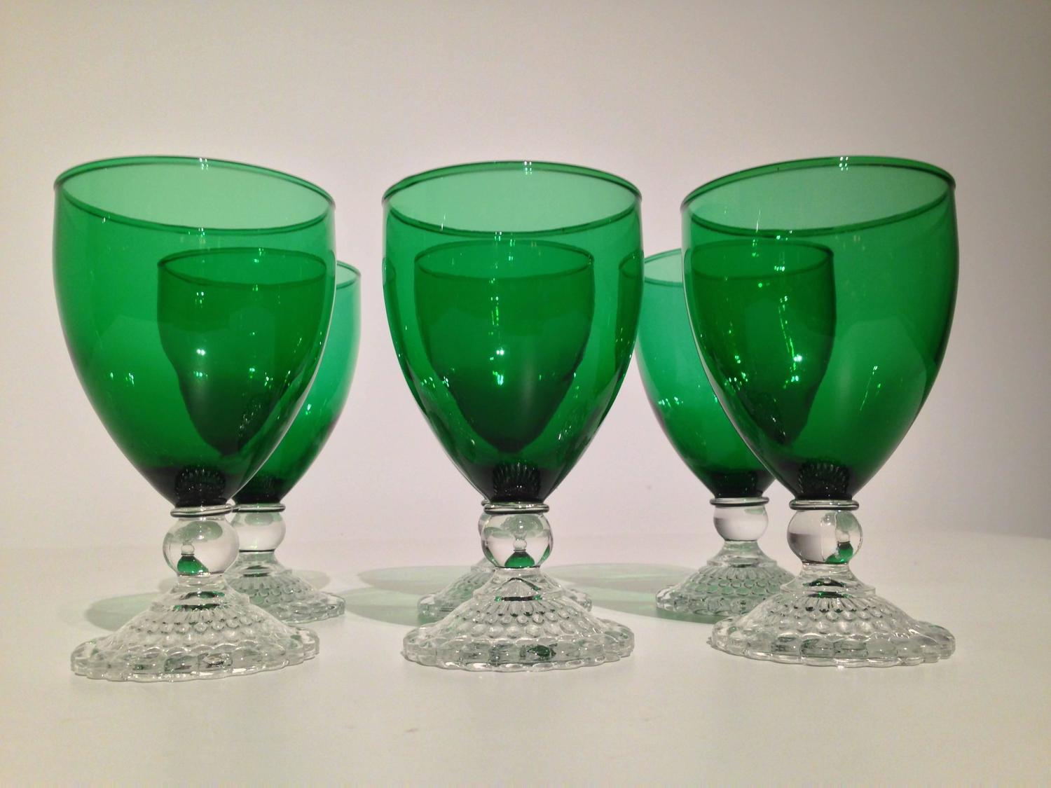 Six 1940s Emerald Green Water Goblets at 1stdibs