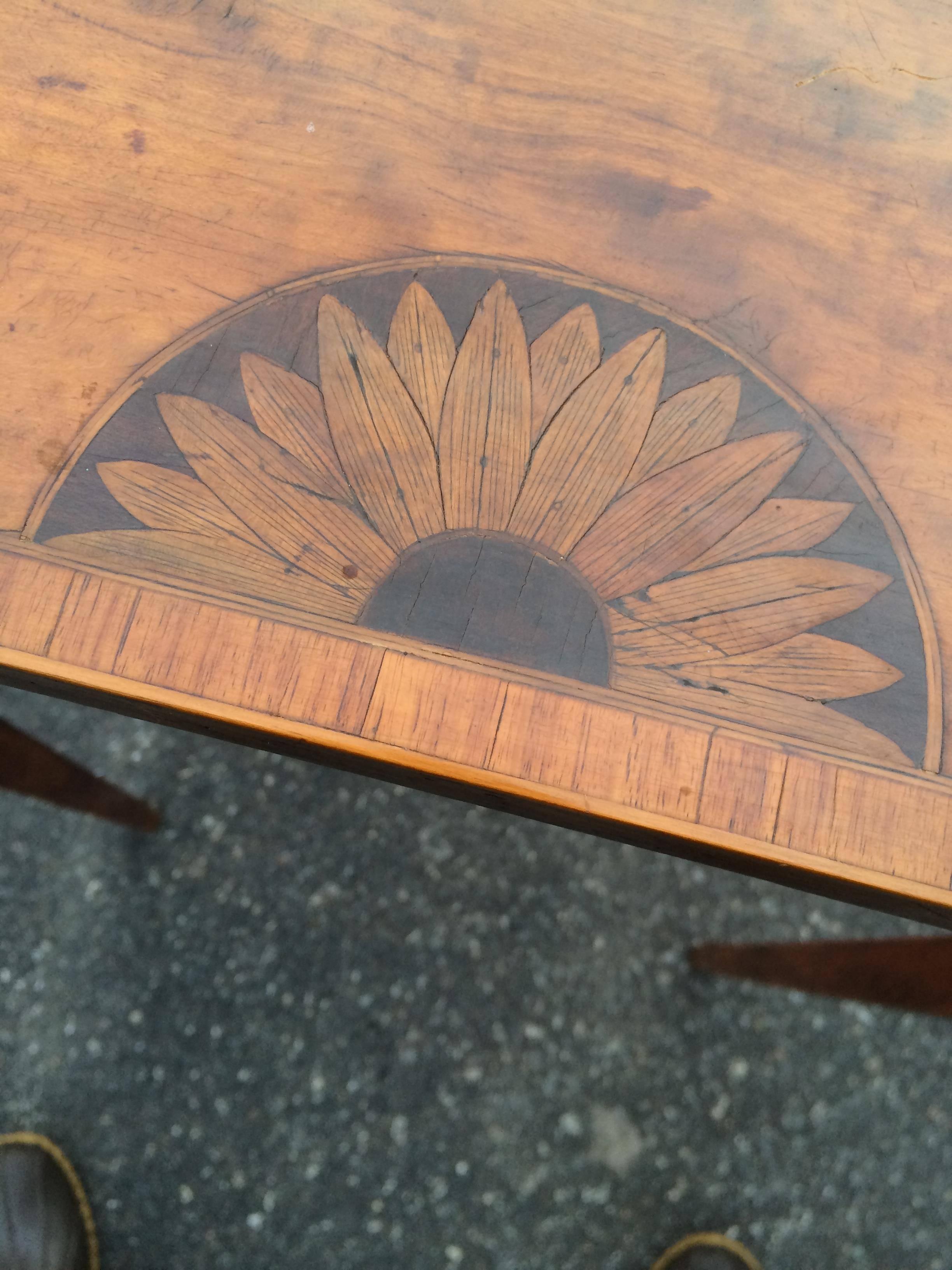 George III inlaid satinwood demilune pier table, last quarter 18th century, Scandinavia.