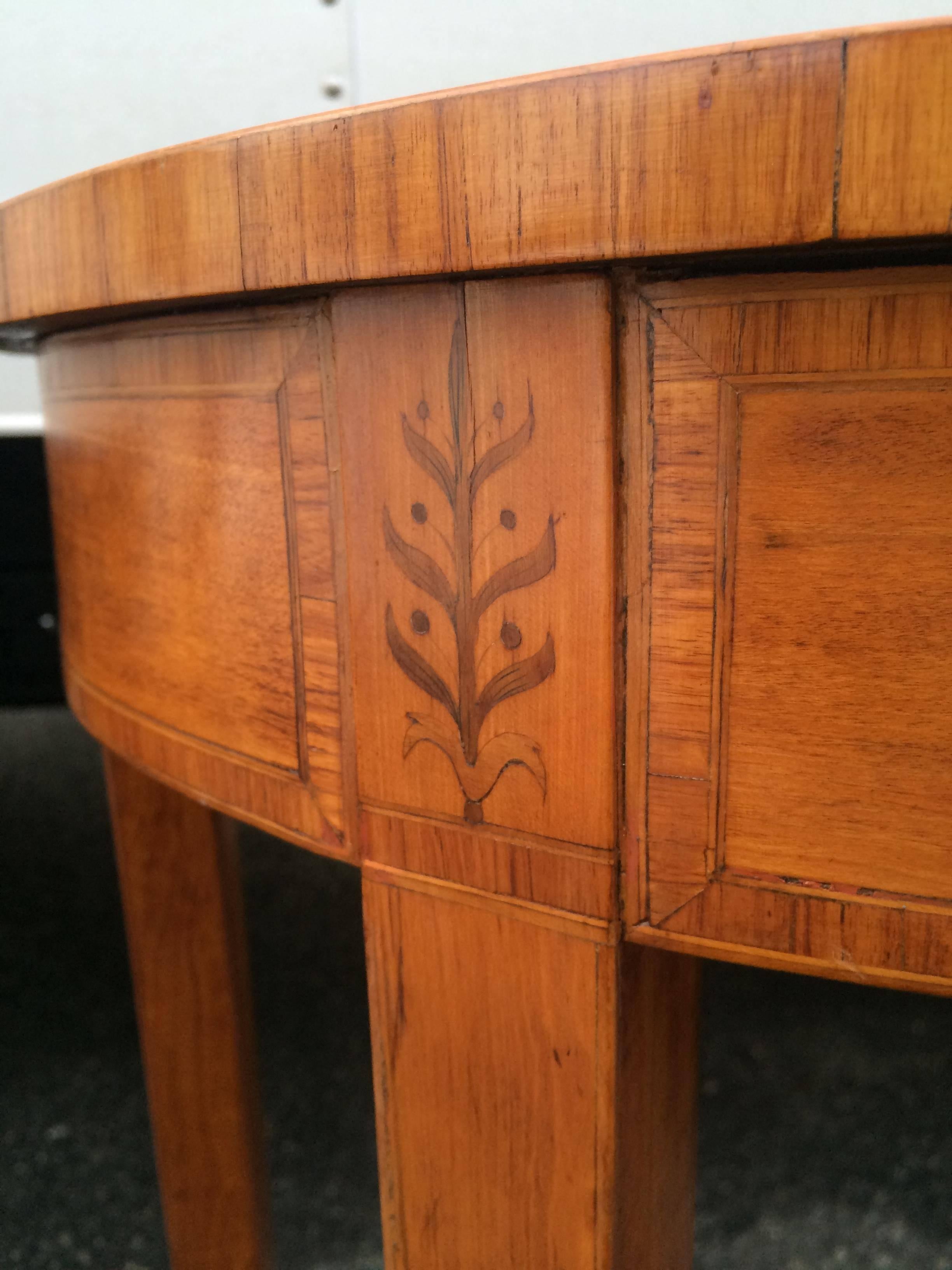 Inlay Late 18th Century Inlaid Demilune Pier Table