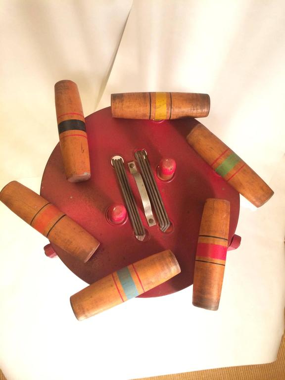 Six Player Croquet Set on Stand, USA, 1950s For Sale at 1stdibs