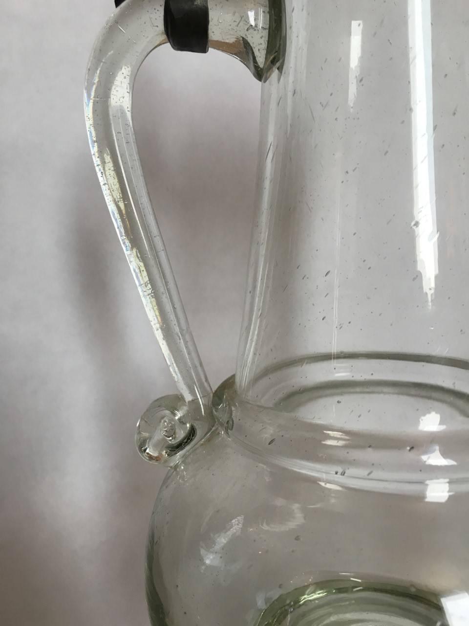 German Blown Glass Pitcher In Excellent Condition For Sale In Southampton, NY