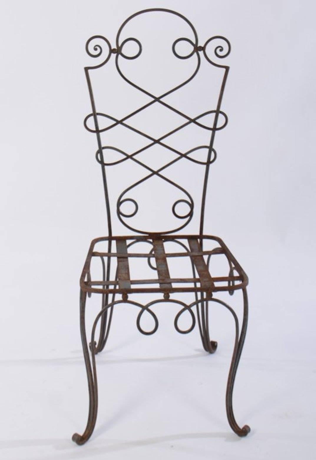 French René Prou Rare set of Iron Chairs