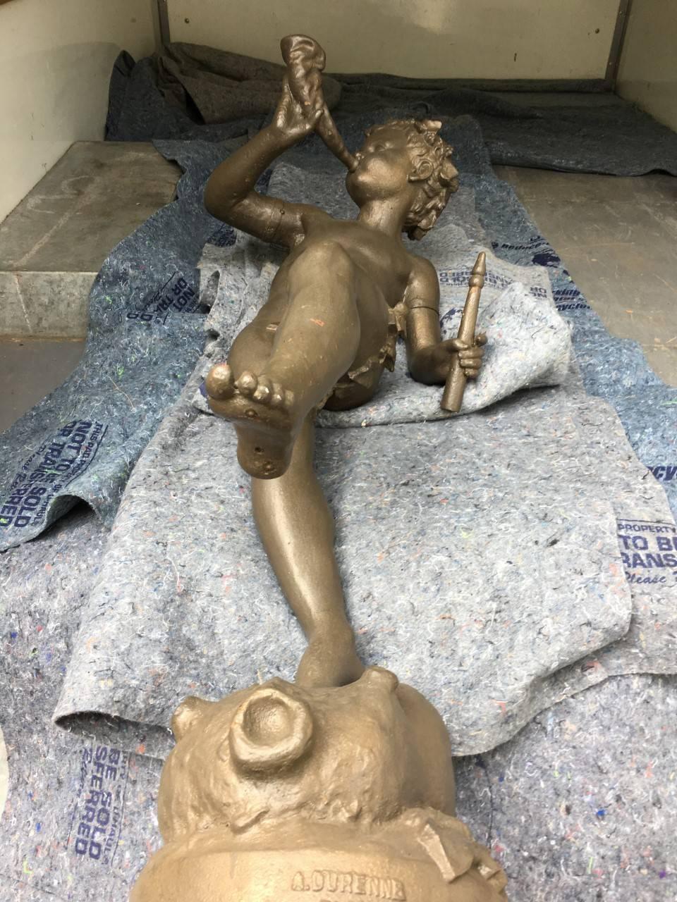 Belle Époque Fine and Rare Antoine Durenne Cast Figural Sculpture, Paris France