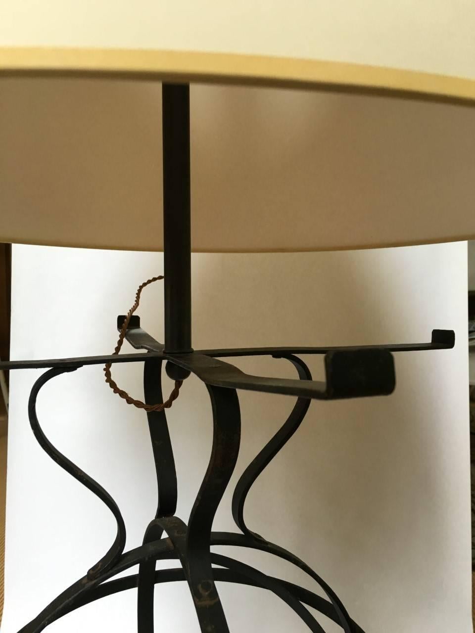 Large Iron Table Lamp In Good Condition In Southampton, NY