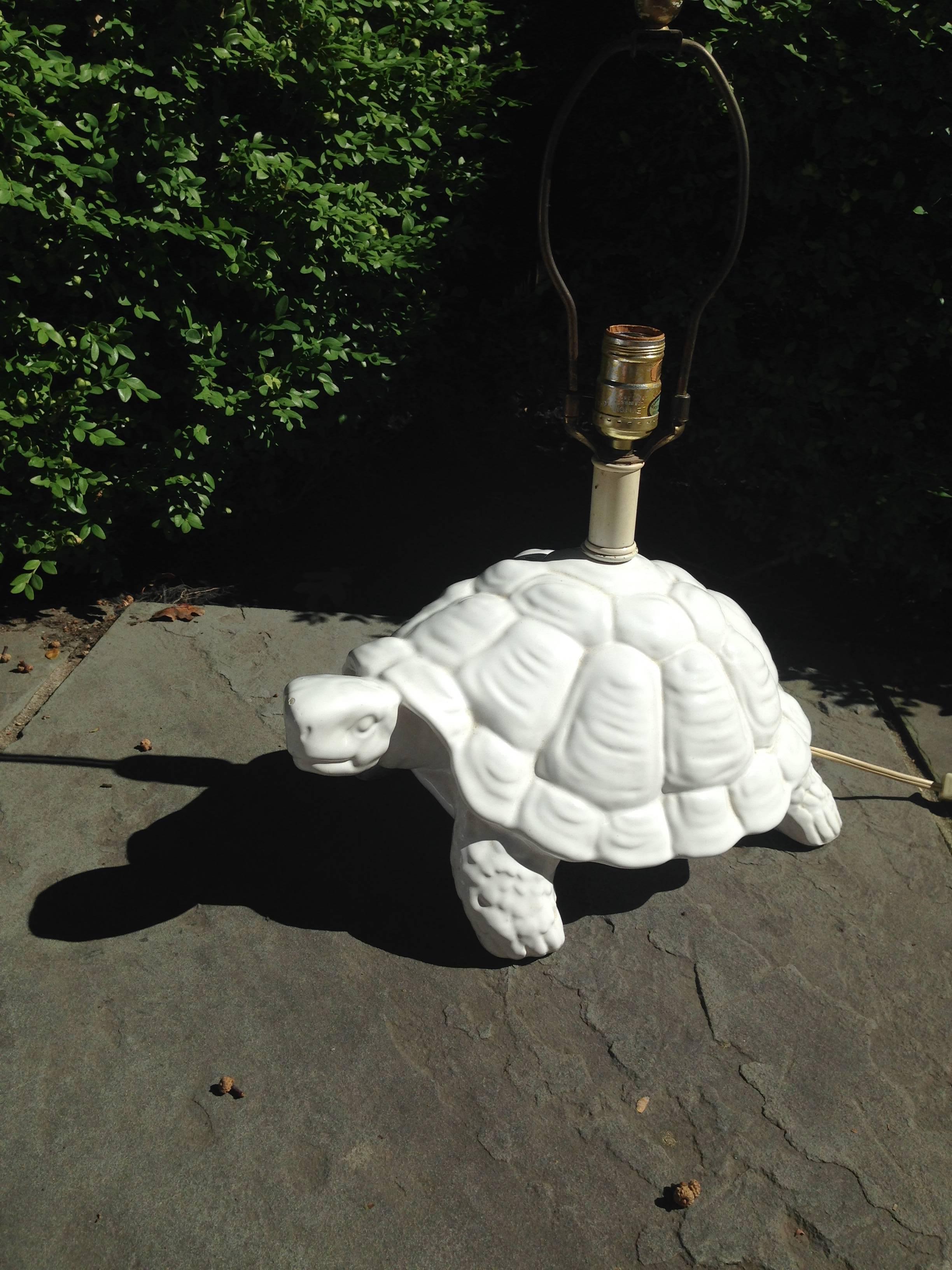 Glazed Pair of Vintage Italian Tortoise Table Lamps