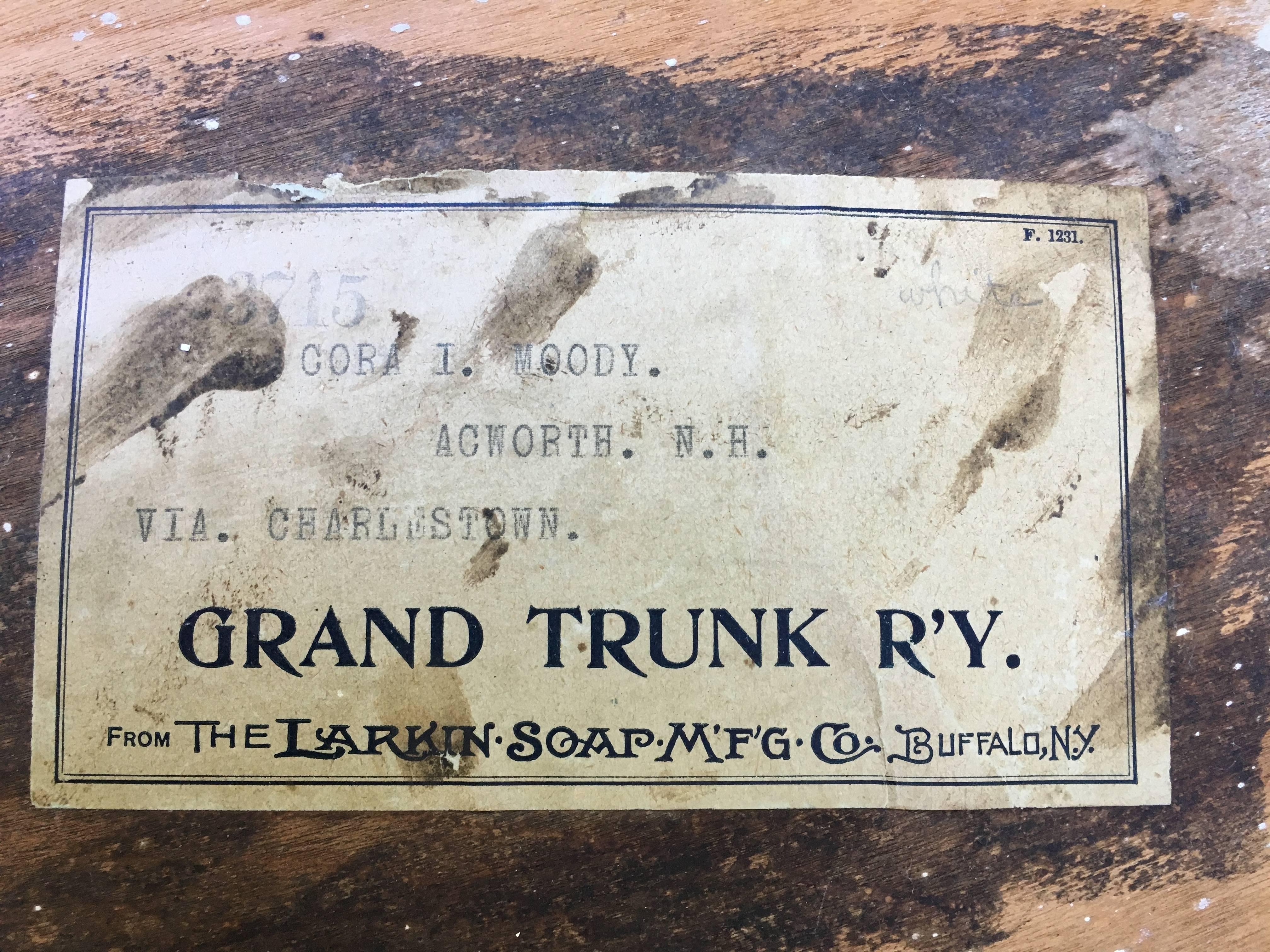 Thebes stool, original paint finish, Larkin Soap Company, Buffalo NY, 1880. Original label applied to underside. 