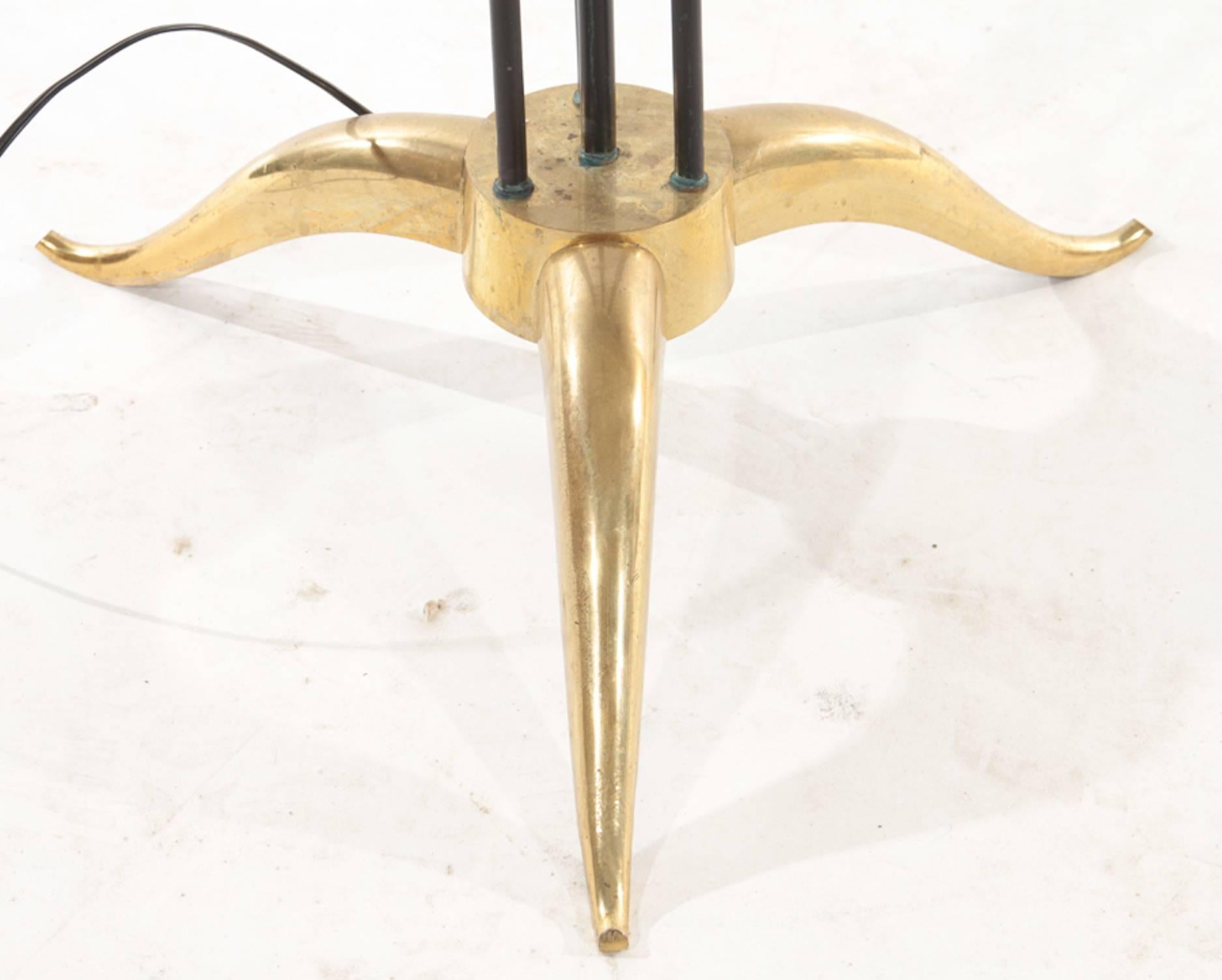 Mid-20th Century French Brass and Iron Floor Lamp, 1950 For Sale