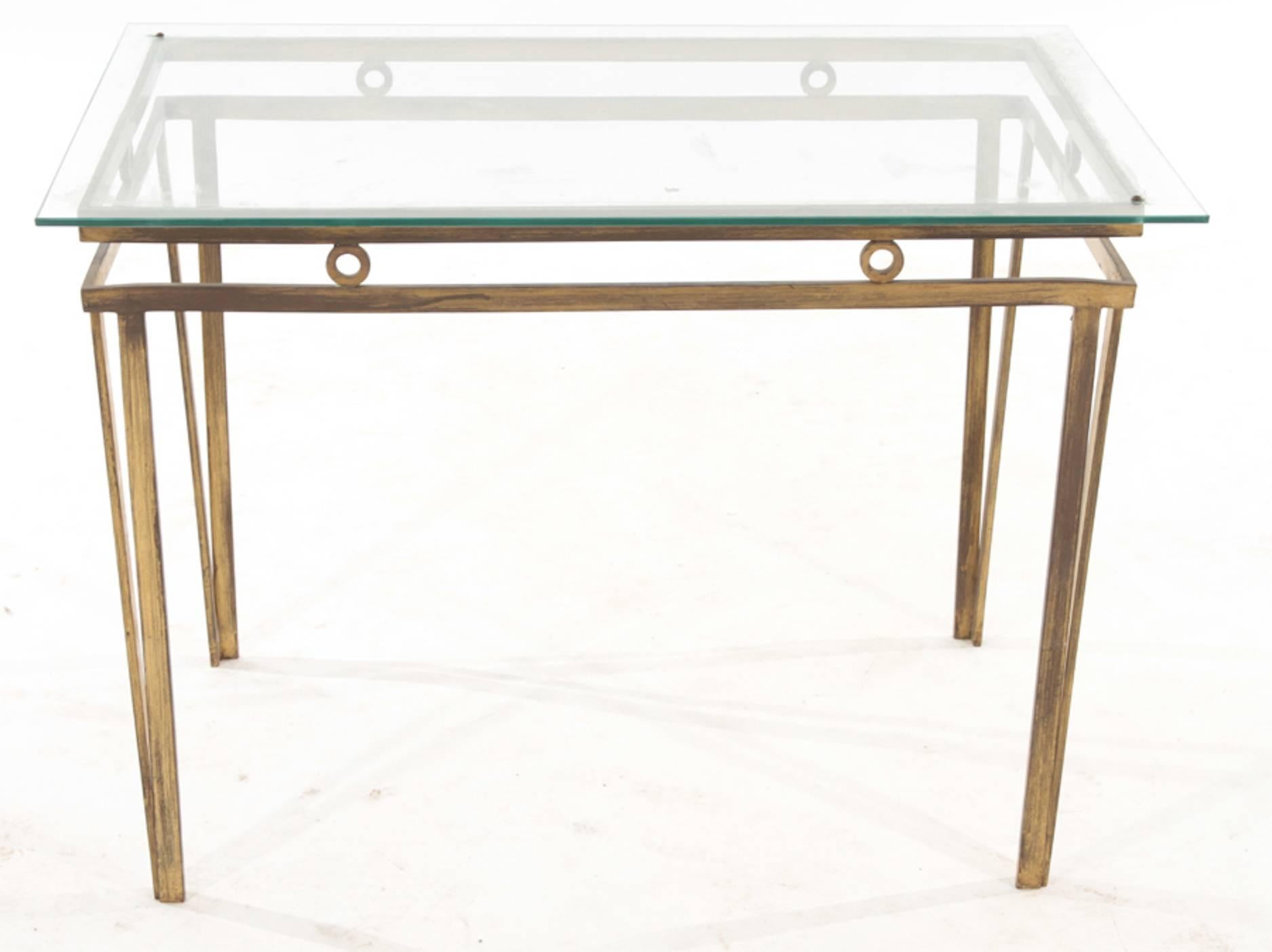 French gilt bronze cocktail table with glass top, mid-20th century.