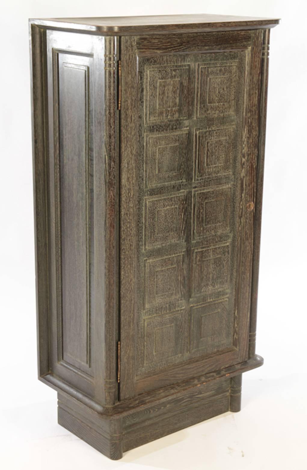 French modernist cerused oak cabinet, 1940.