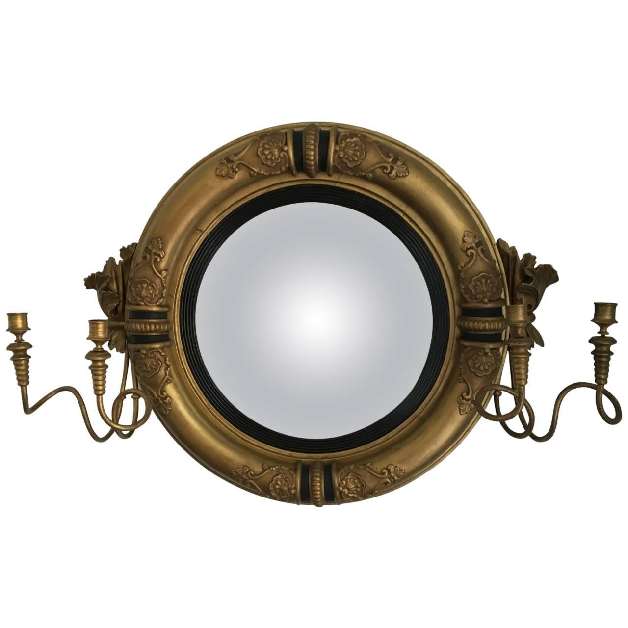 Regency Period Convex Girandole Mirror For Sale