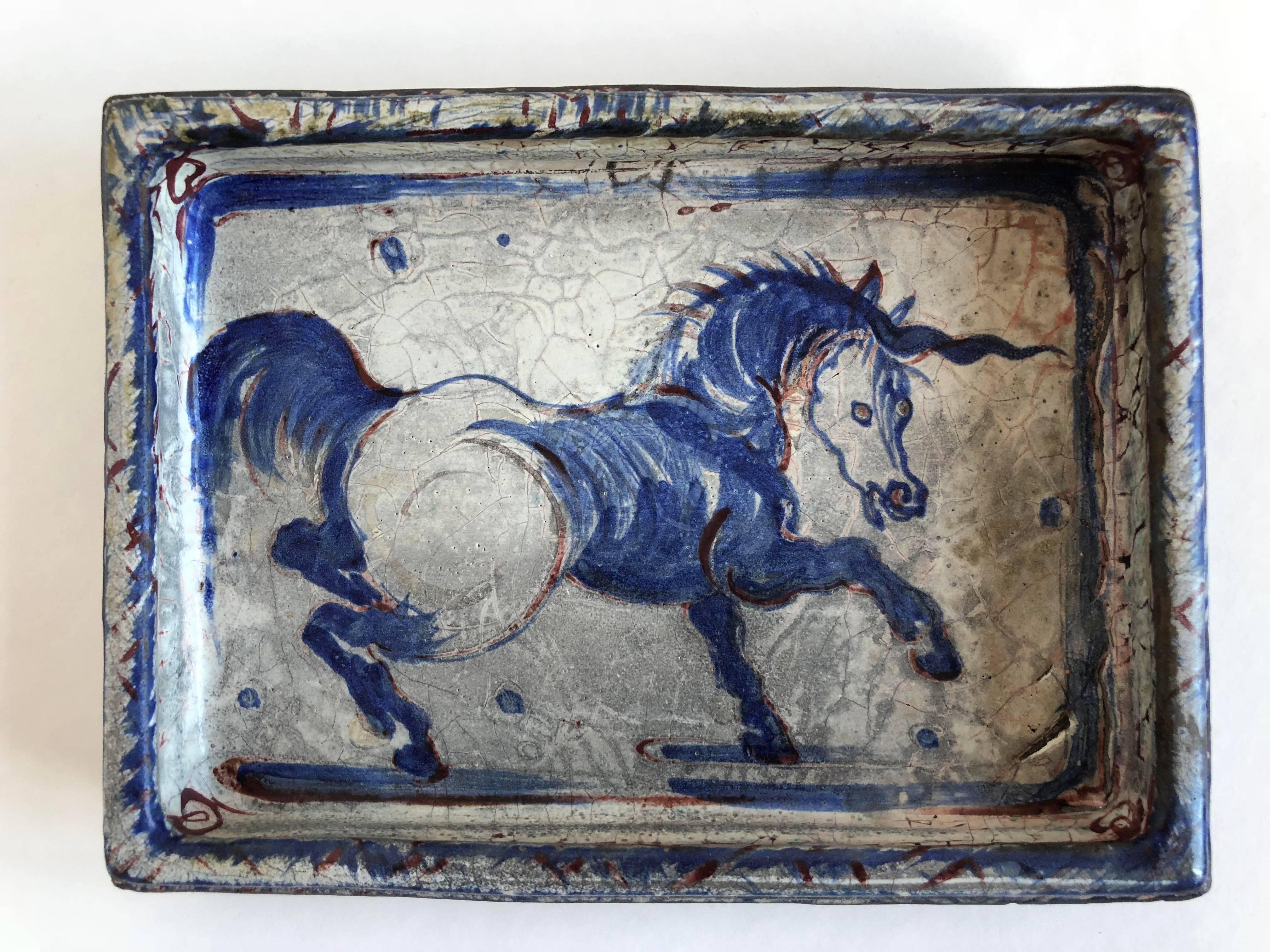 Continental Stoneware Unicorn Plaque For Sale 2