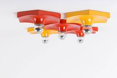 Set of Five Large Hexagonal Italian Ceramic Wall or Ceiling Appliques