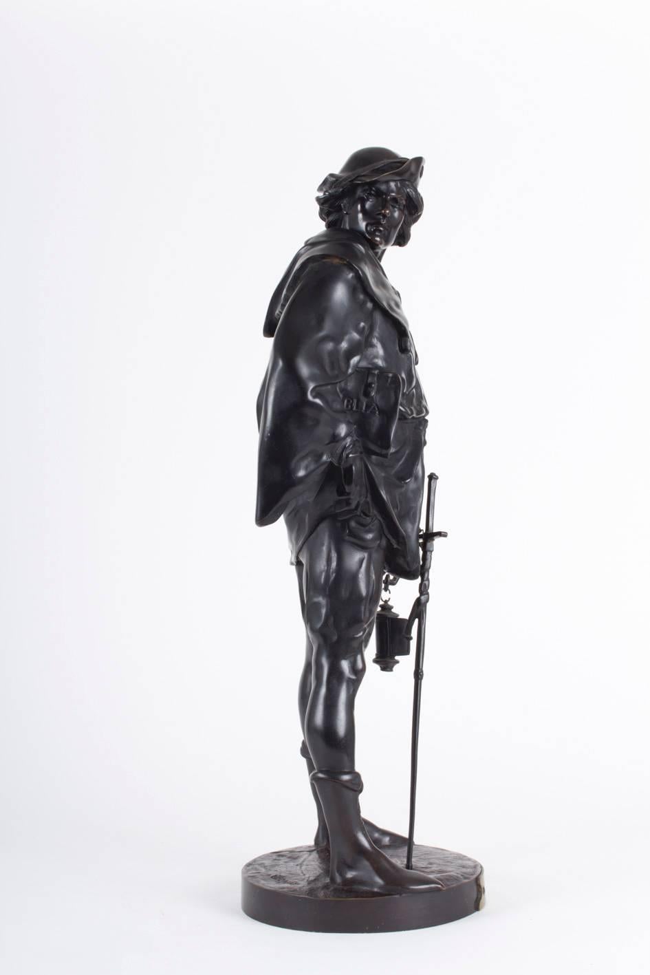 Late 19th Century Monumental Patinated Bronze Escholier by Emile Louis Picault, France, 1890