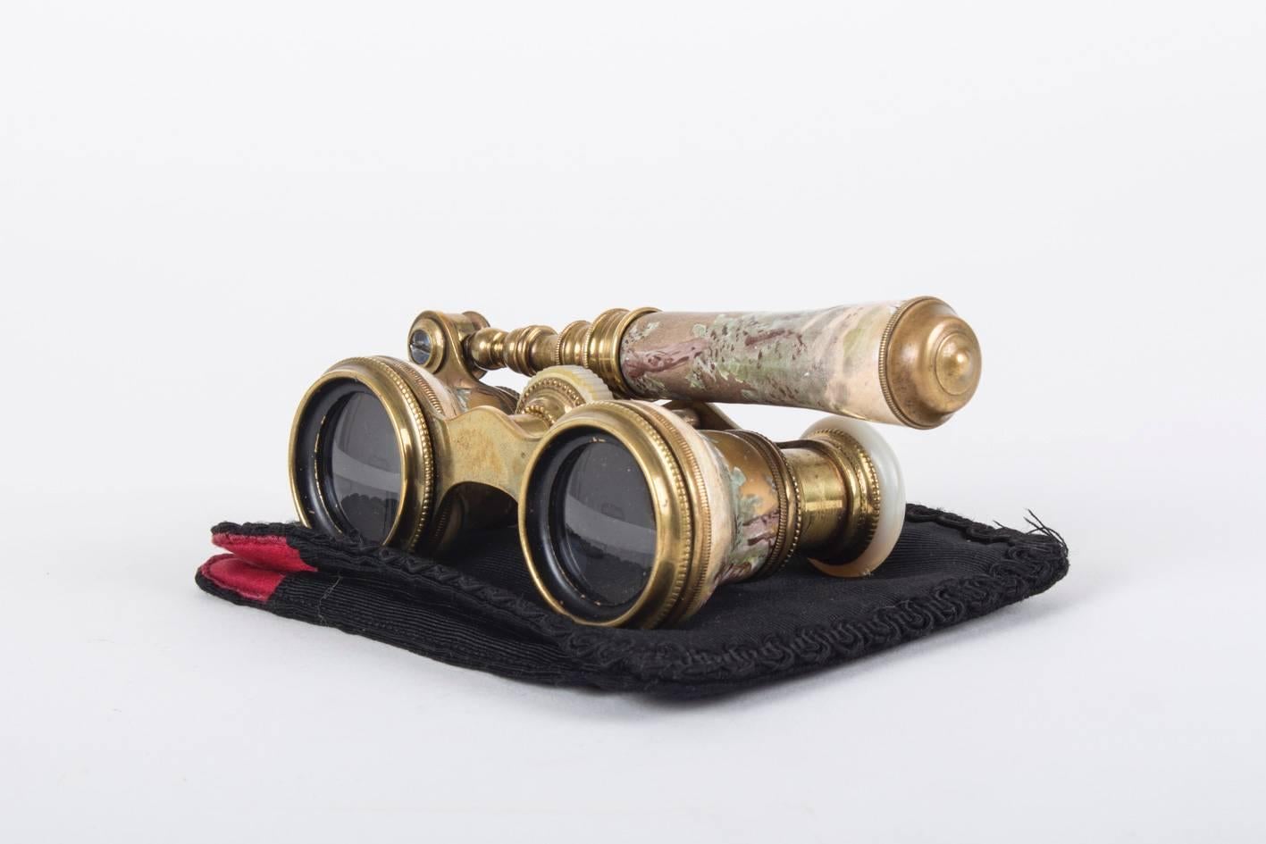 Lemaitre Paris French Opera Binocular Glasses Made of Gilt Bronze and Enamel 5